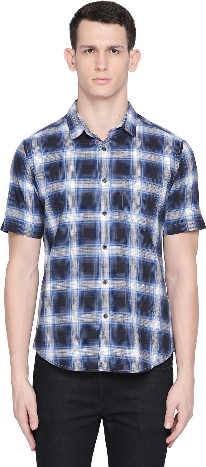 Byford by Pantaloons Men Checkered Casual Blue Shirt