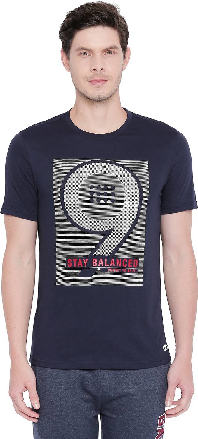 Ajile By Pantaloons Printed Men Round Neck Dark Blue T-Shirt