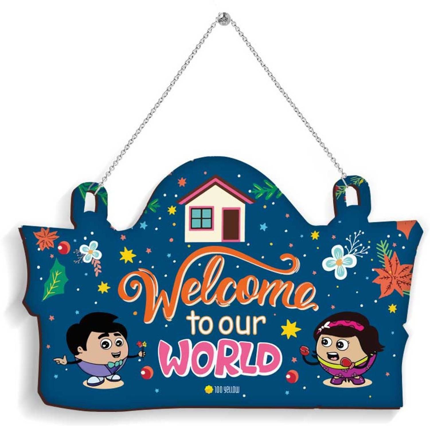 100yellow welcome to our World Wall Door Sign