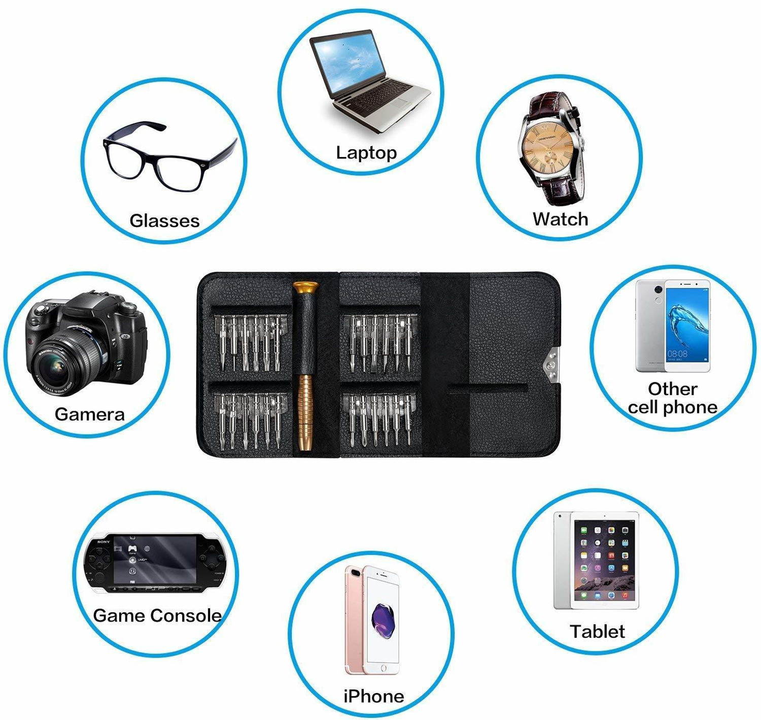 Image of FLIPXEN 25 in 1 Precision Screwdriver Set Multi Pocket Repair Tool Kit for laptop Precision Screwdriver Set