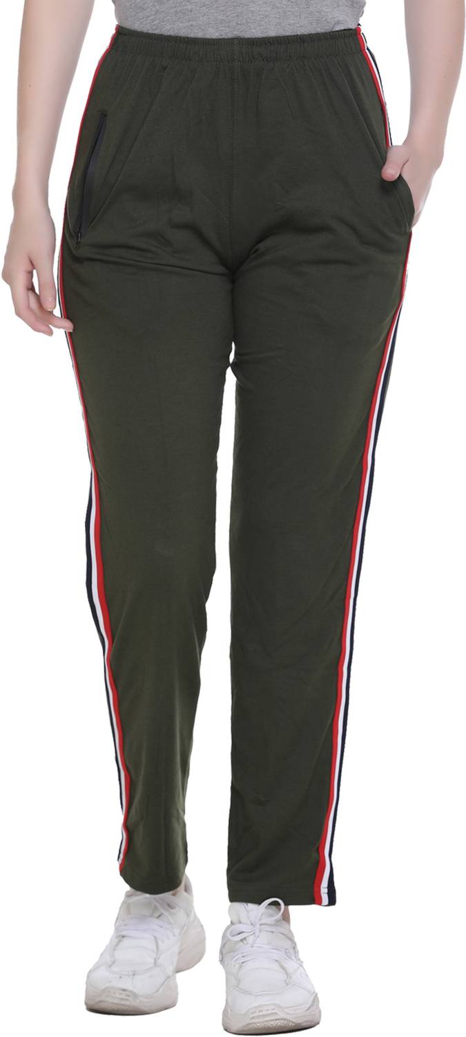 69GAL Solid Women Dark Green Track Pants
