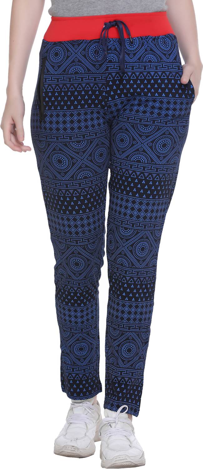69GAL Printed Women Dark Blue Track Pants
