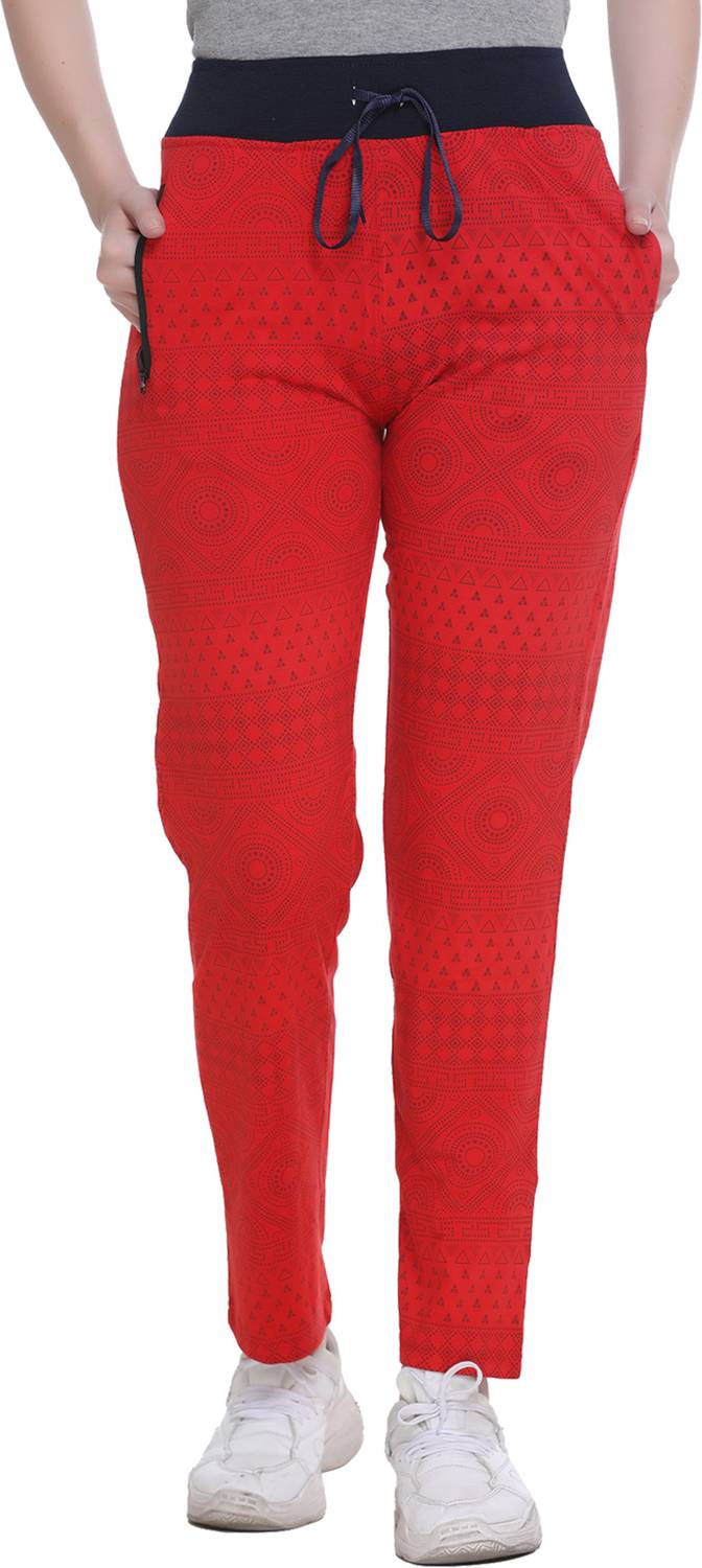 69GAL Printed Women Red Track Pants