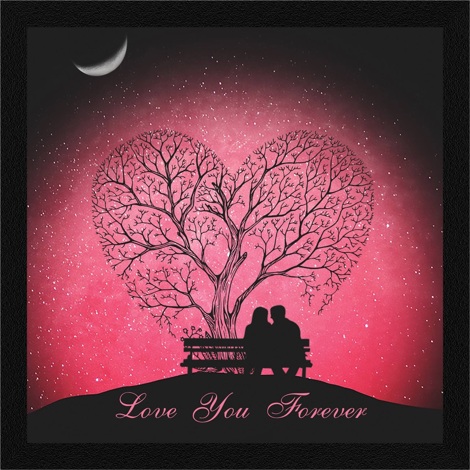 ArtX Love You Forever Romantic Framed Painting For Home Decorative