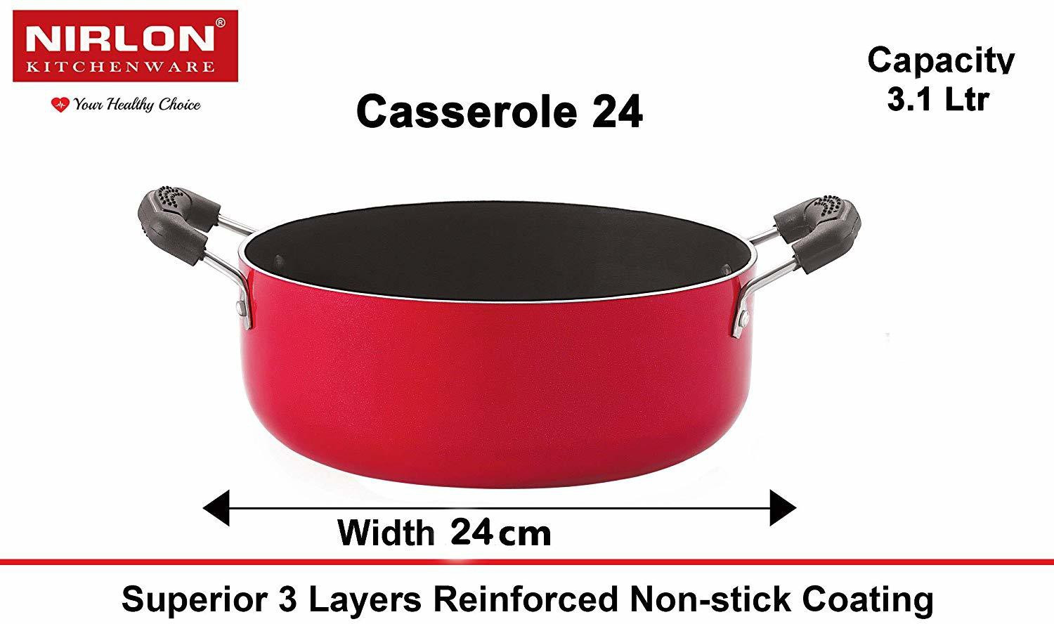 Image of NIRLON Non Stick Pots and Pans Set, Non Stick Cookware Set with Bakelite Handle, CT12 KD12 AC CS24 Non-Stick Coated Cookware Set