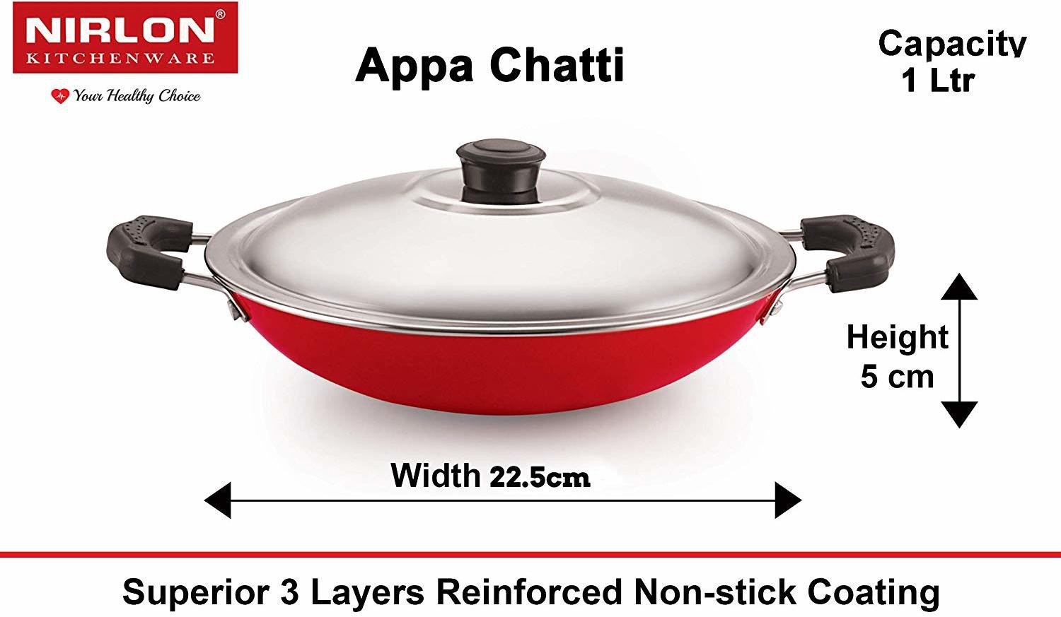 Image of NIRLON Non Stick Pots and Pans Set, Non Stick Cookware Set with Bakelite Handle, CT12 KD12 AC CS24 Non-Stick Coated Cookware Set