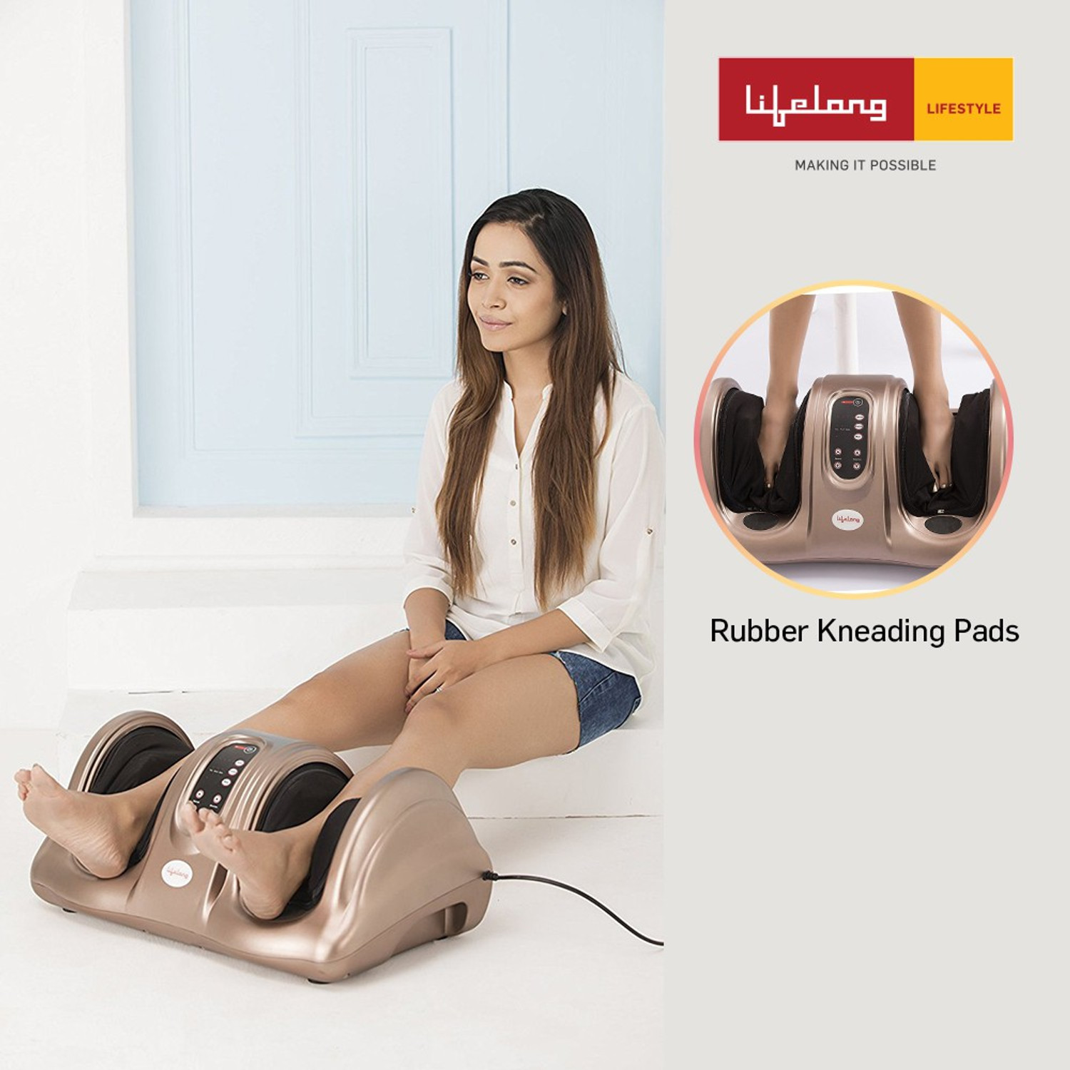 Image of Lifelong LLM72 Powerful Electric Foot Massager for Pain Relief with kneading and rolling Massager