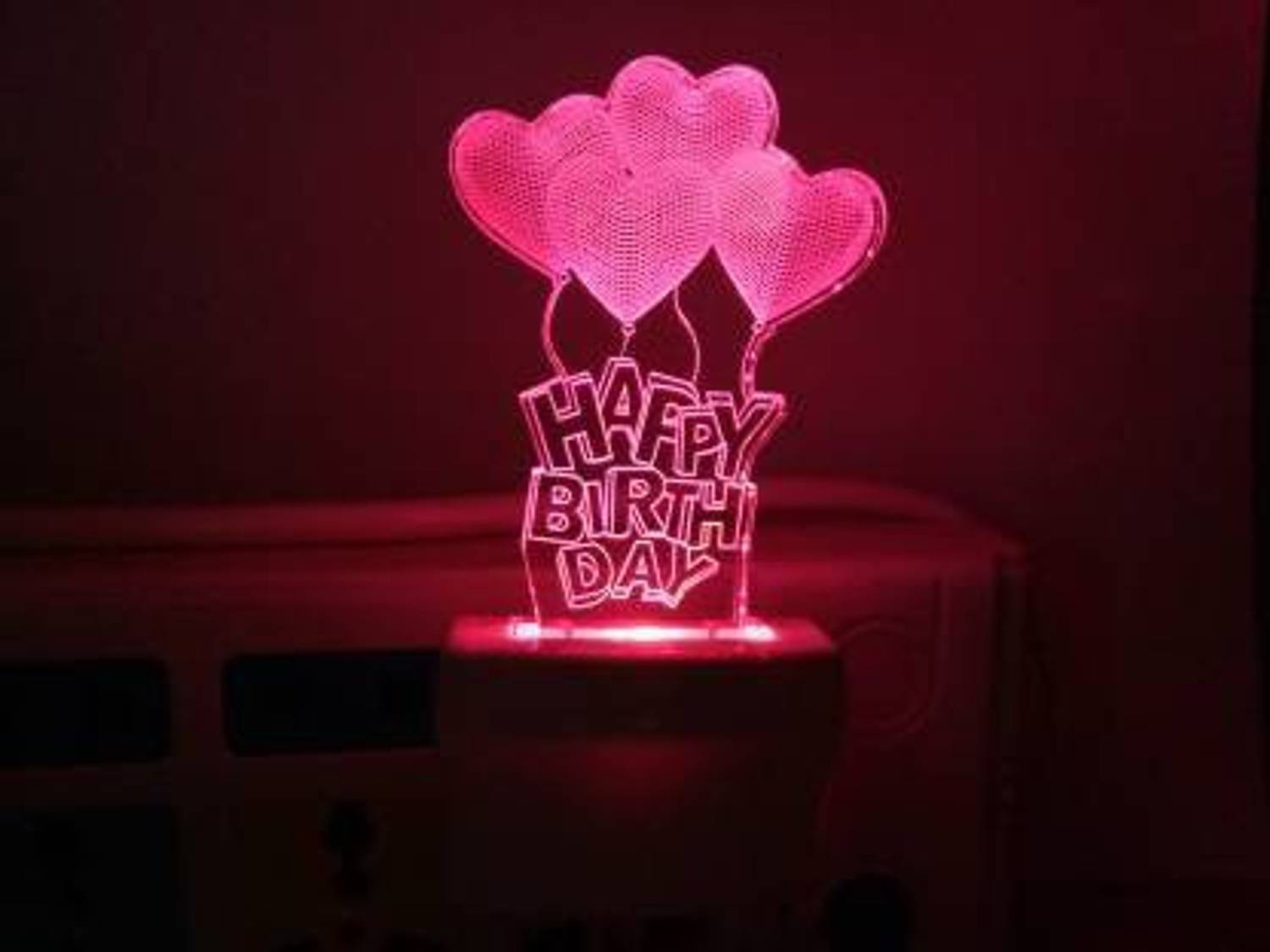 BellAella NIGHT LAMP 3D ILLUSION HAPPY BIRTHDAY NIGHT LAMP WITH 7 COLOR CHANGING LIGHT TABLE LAMP Night Lamp