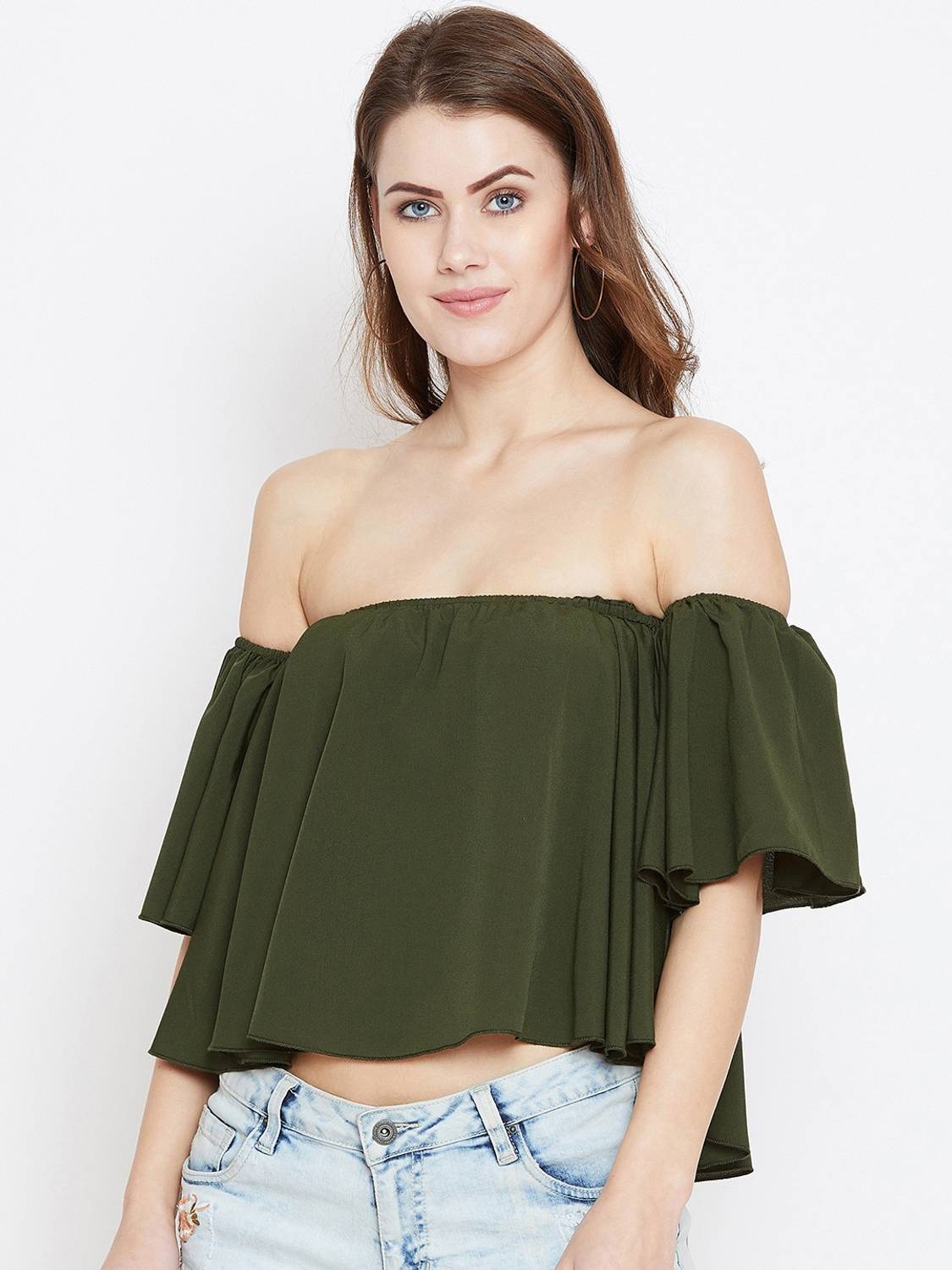 Berrylush Casual No Sleeve Solid Women Green Top