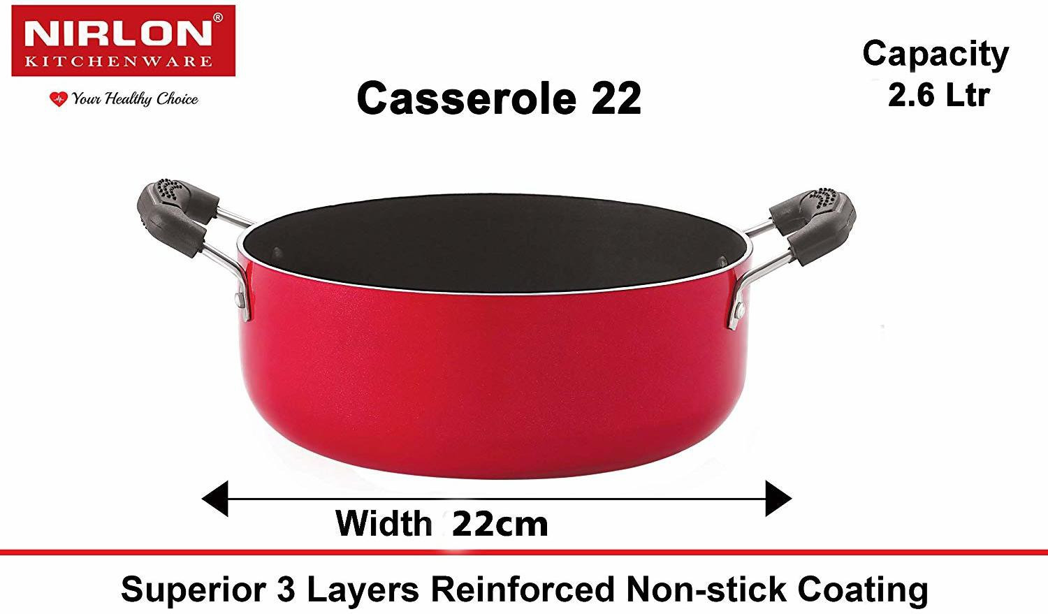 Image of NIRLON Chemical Free 3 Piece Non-Stick Coated Kitchenware Combo Set Non-Stick Coated Cookware Set
