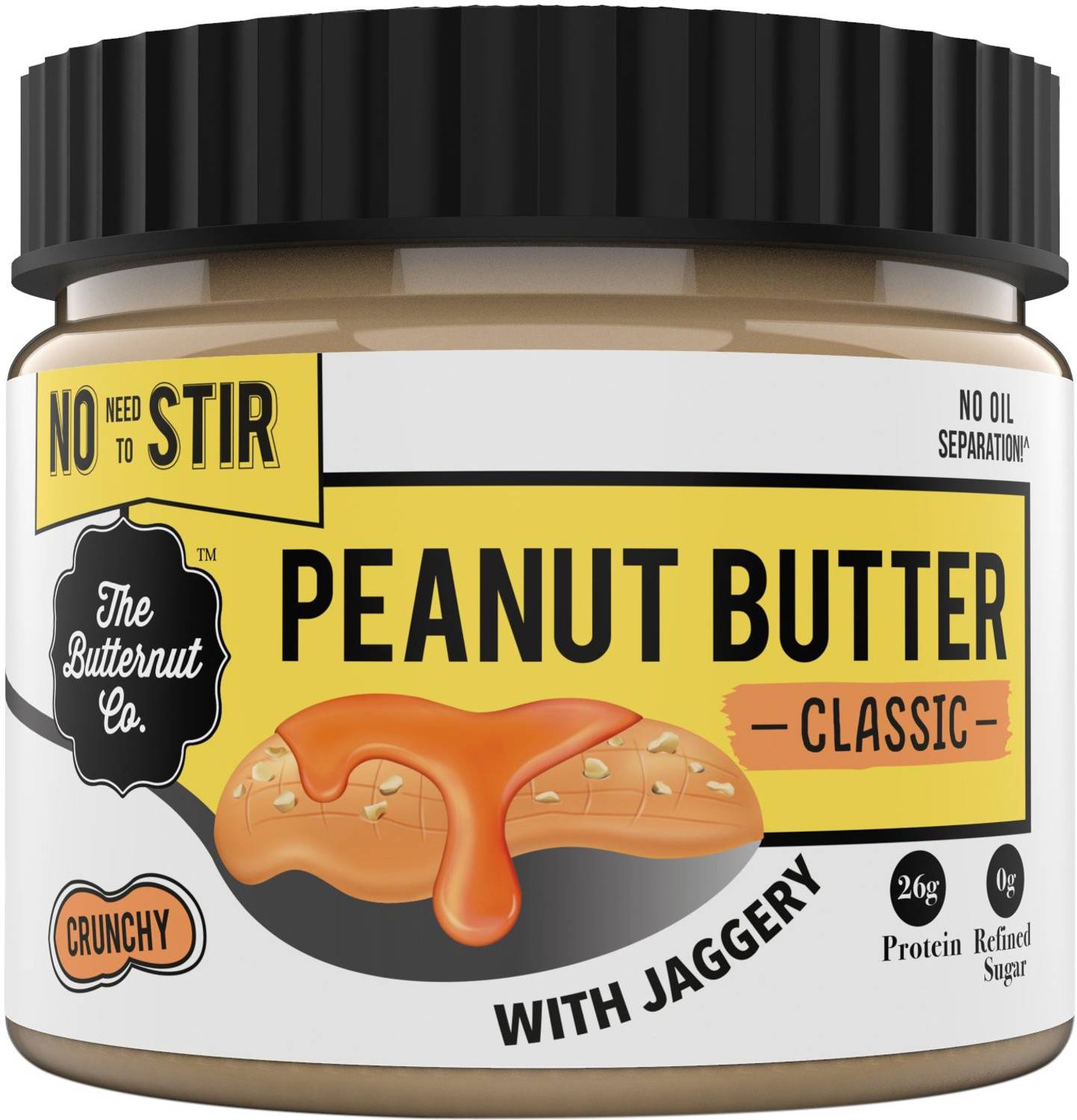 The Butternut Co. Peanut Butter Classic (With Jaggery) Crunchy, 340 gm (No Added Sugar, Vegan, High Protein, Keto)