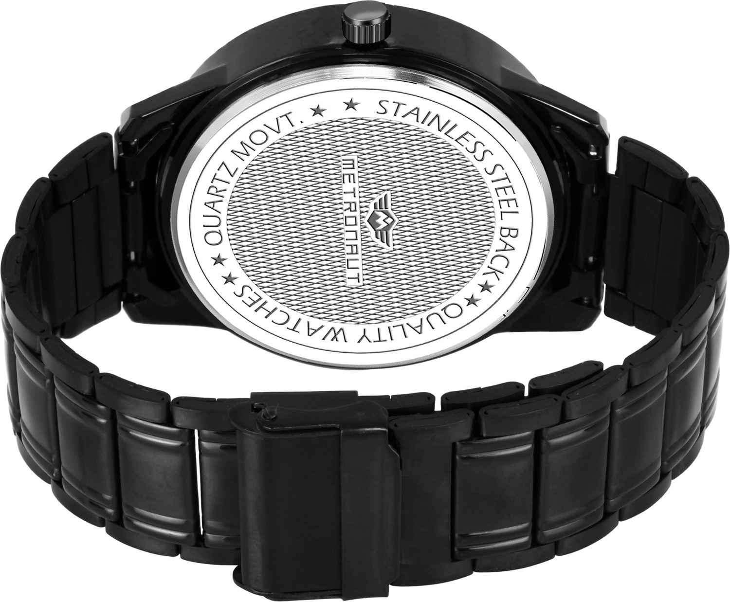 Image of METRONAUT Black Ion Plated Black Dial Functioning Day and Date Black Ion Plated Stainless Steel Bracelet Premium Watch for Men /Boys Analog Watch - For Men
