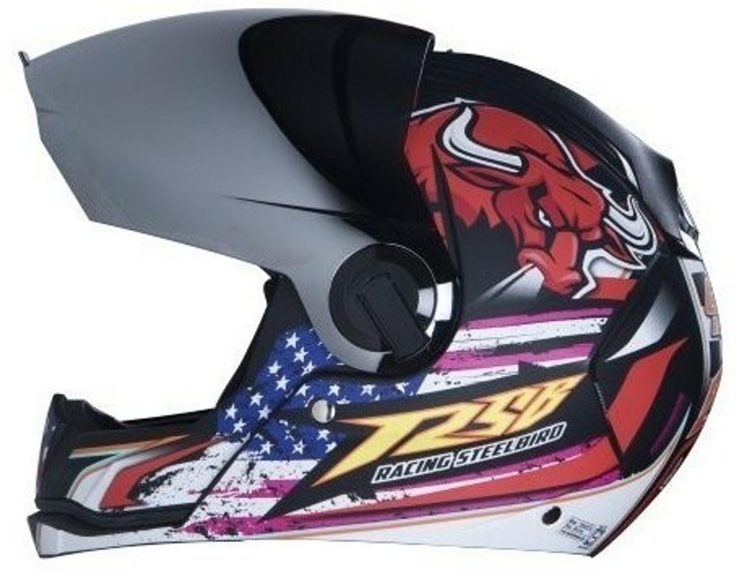 Image of Steelbird Air RED HORN HEMET 0038 Motorsports Helmet