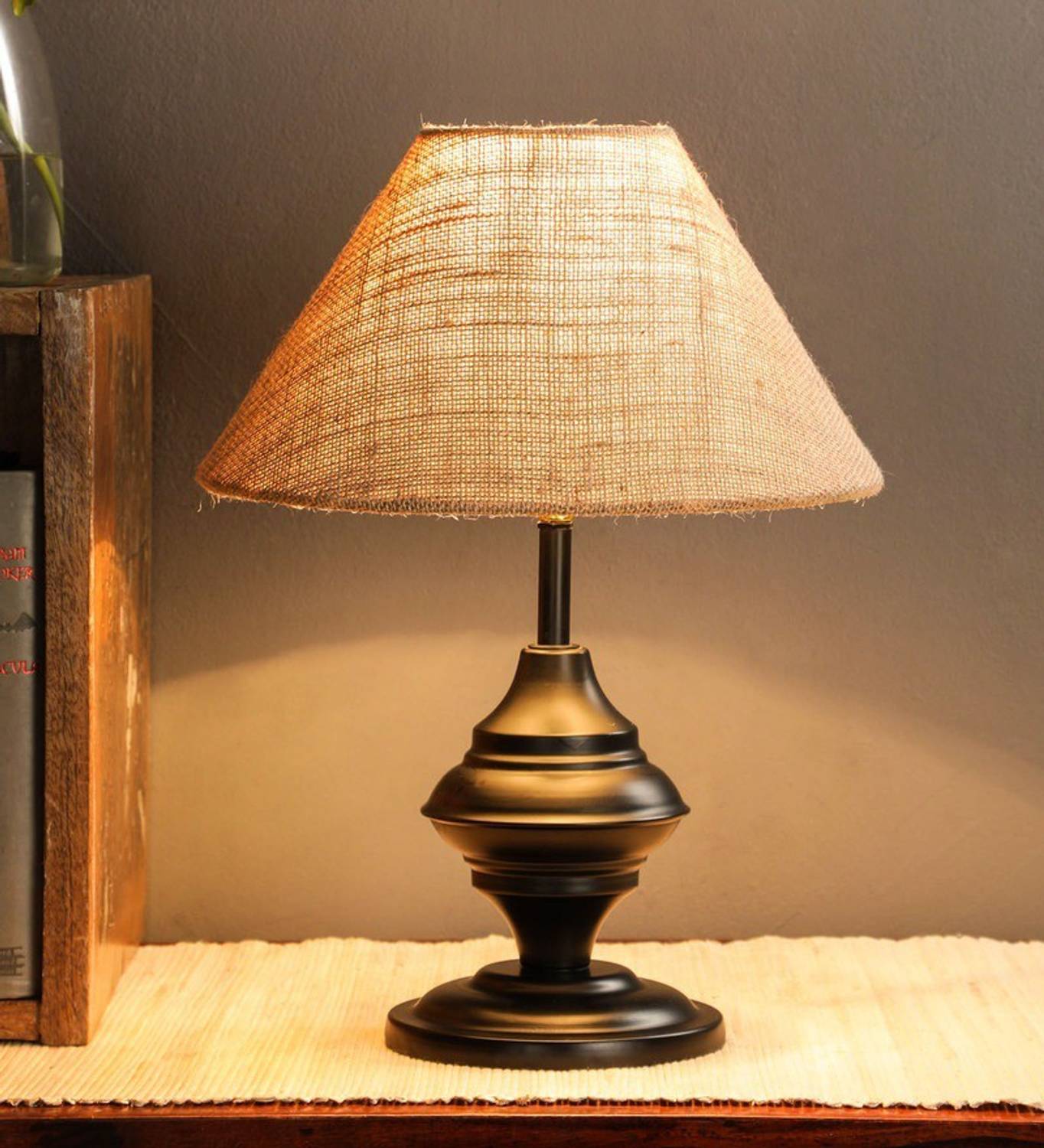 foziq 10" Natural Fiber Table Lamp (34 cm, Brown)