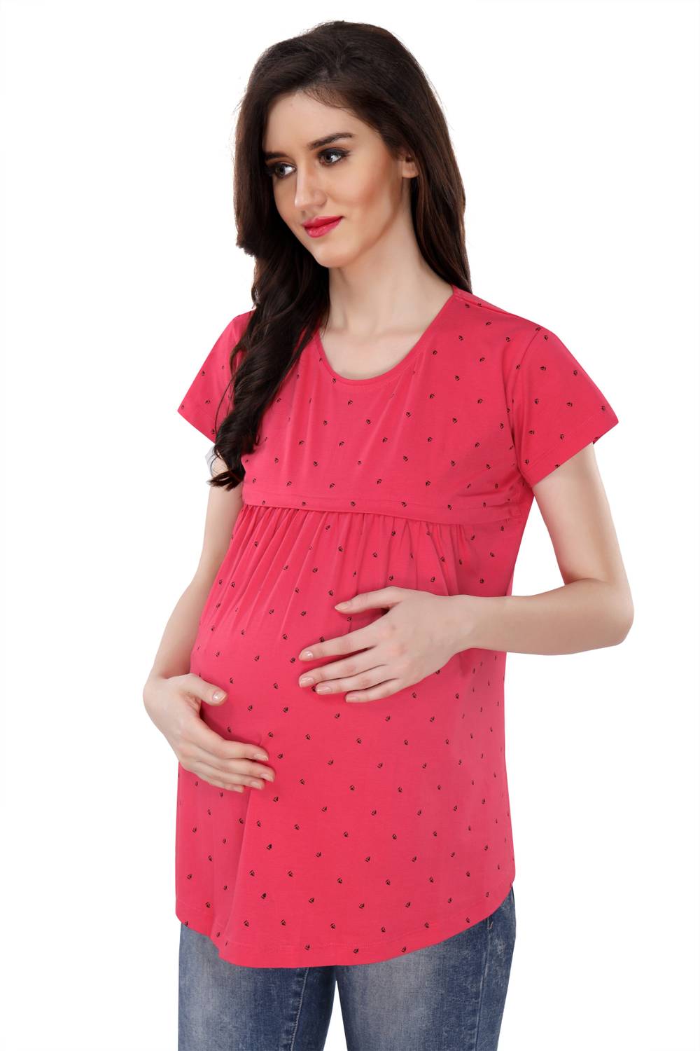AV2 Casual Regular Sleeve Printed Women Pink, Black Top