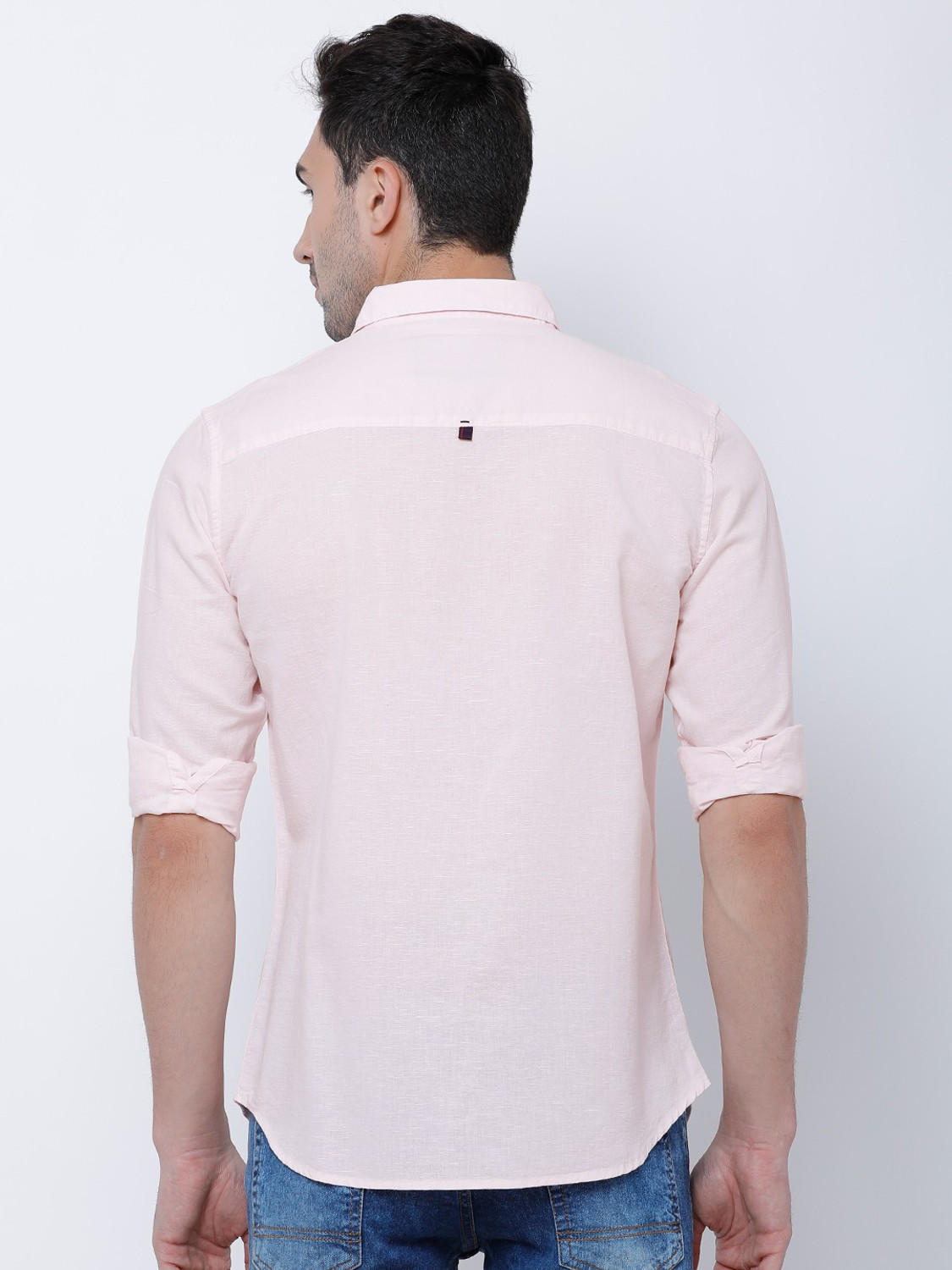 Image of HIGHLANDER Men Solid Casual Pink Shirt