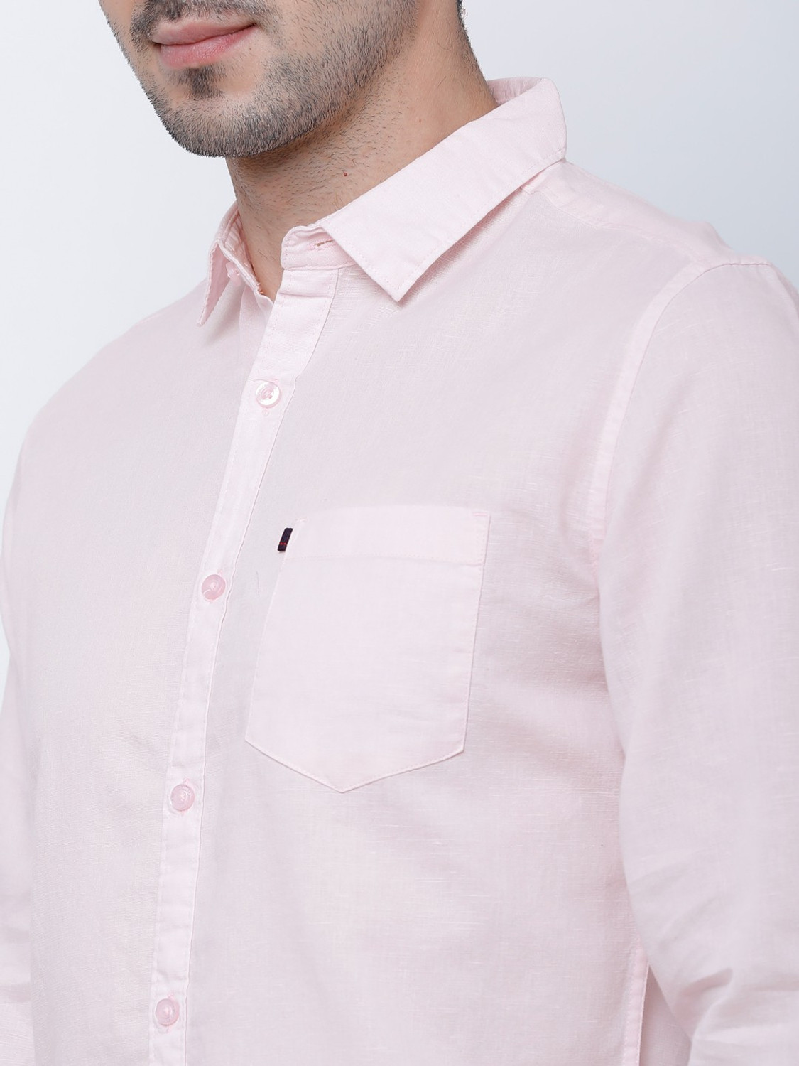 Image of HIGHLANDER Men Solid Casual Pink Shirt