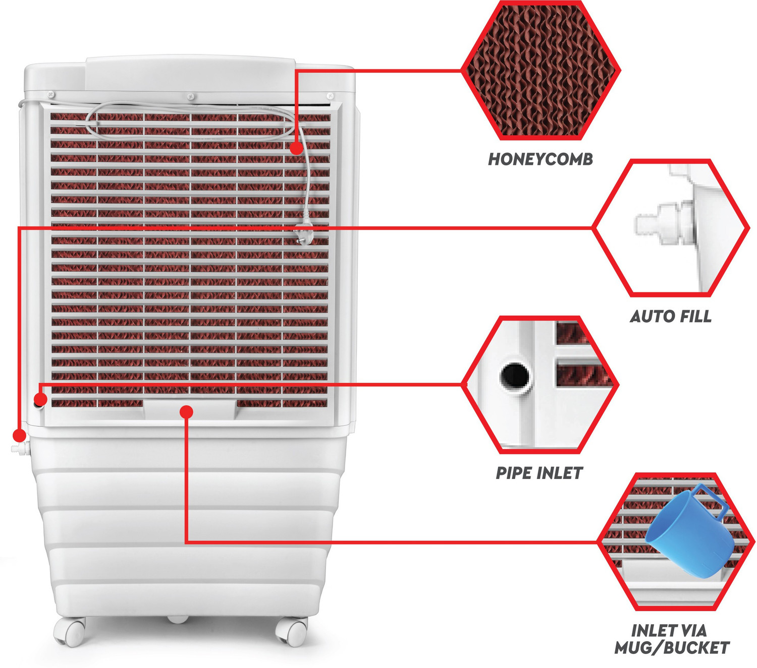 Image of USHA 90 L Desert Air Cooler with Honeycomb Cooling Pads