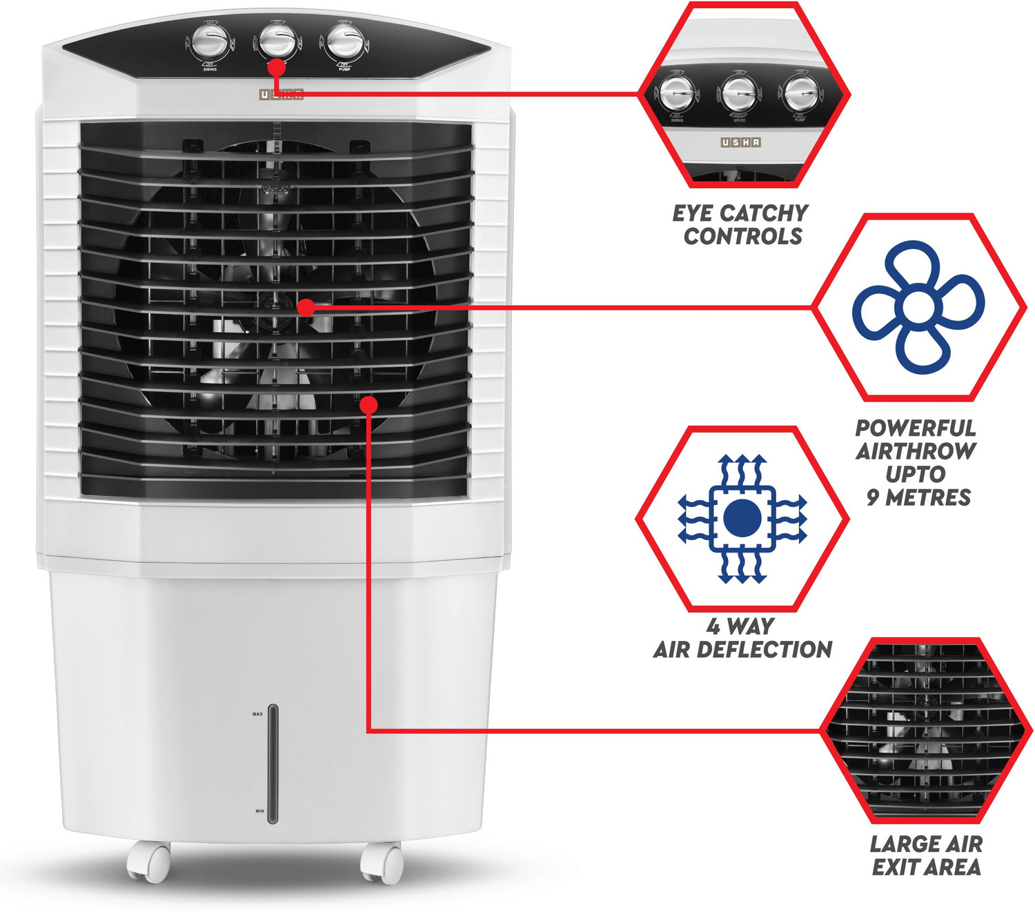 Image of USHA 90 L Desert Air Cooler with Honeycomb Cooling Pads