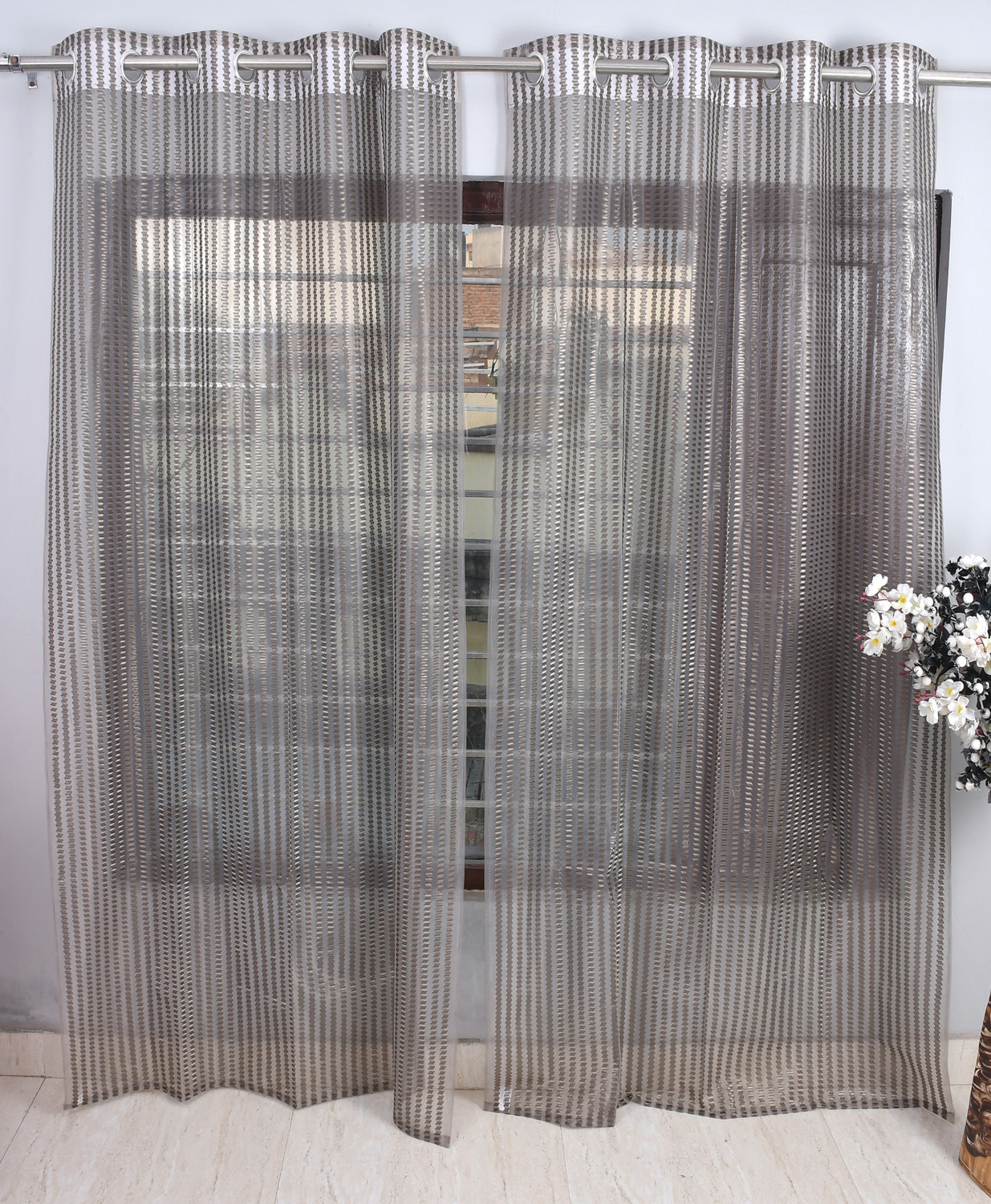Image of Homefab India 244 cm (8 ft) Long Door Tissue Transparent Curtain (Pack Of 2)