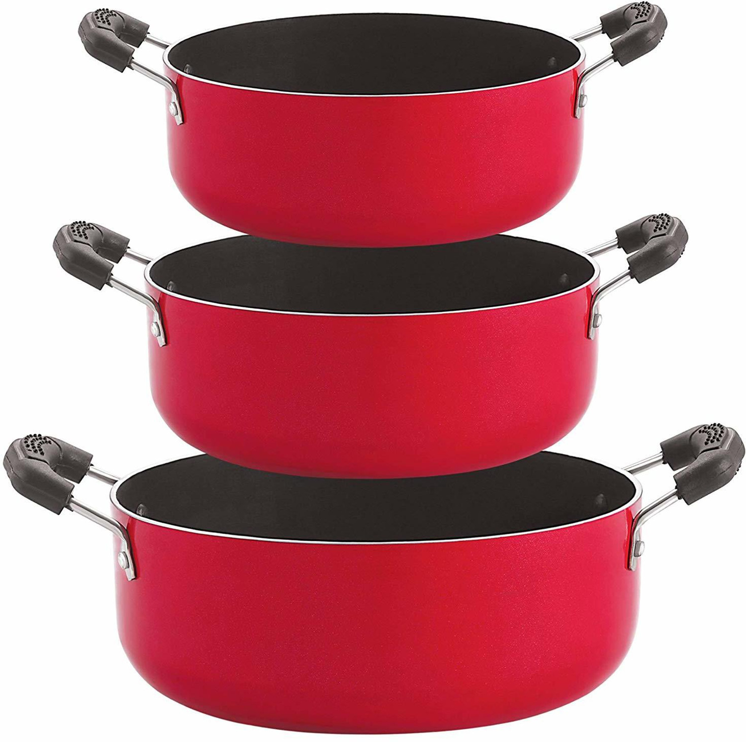 Image of NIRLON Chemical Free 3 Piece Non-Stick Coated Kitchenware Combo Set Non-Stick Coated Cookware Set