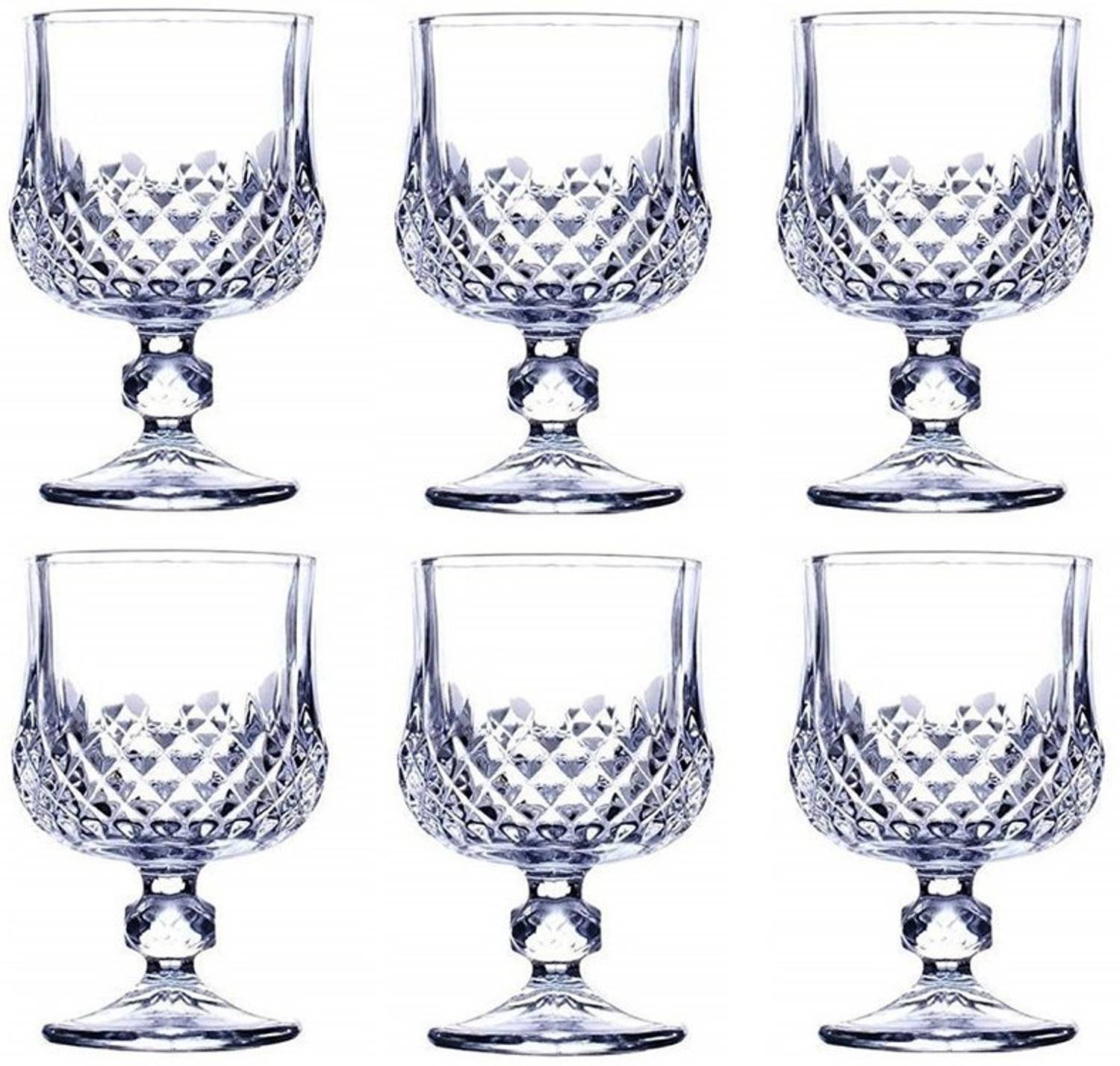 Bestaqua (Pack of 6) diamond cut round whisky glasses pack of 6 Glass Set Wine Glass