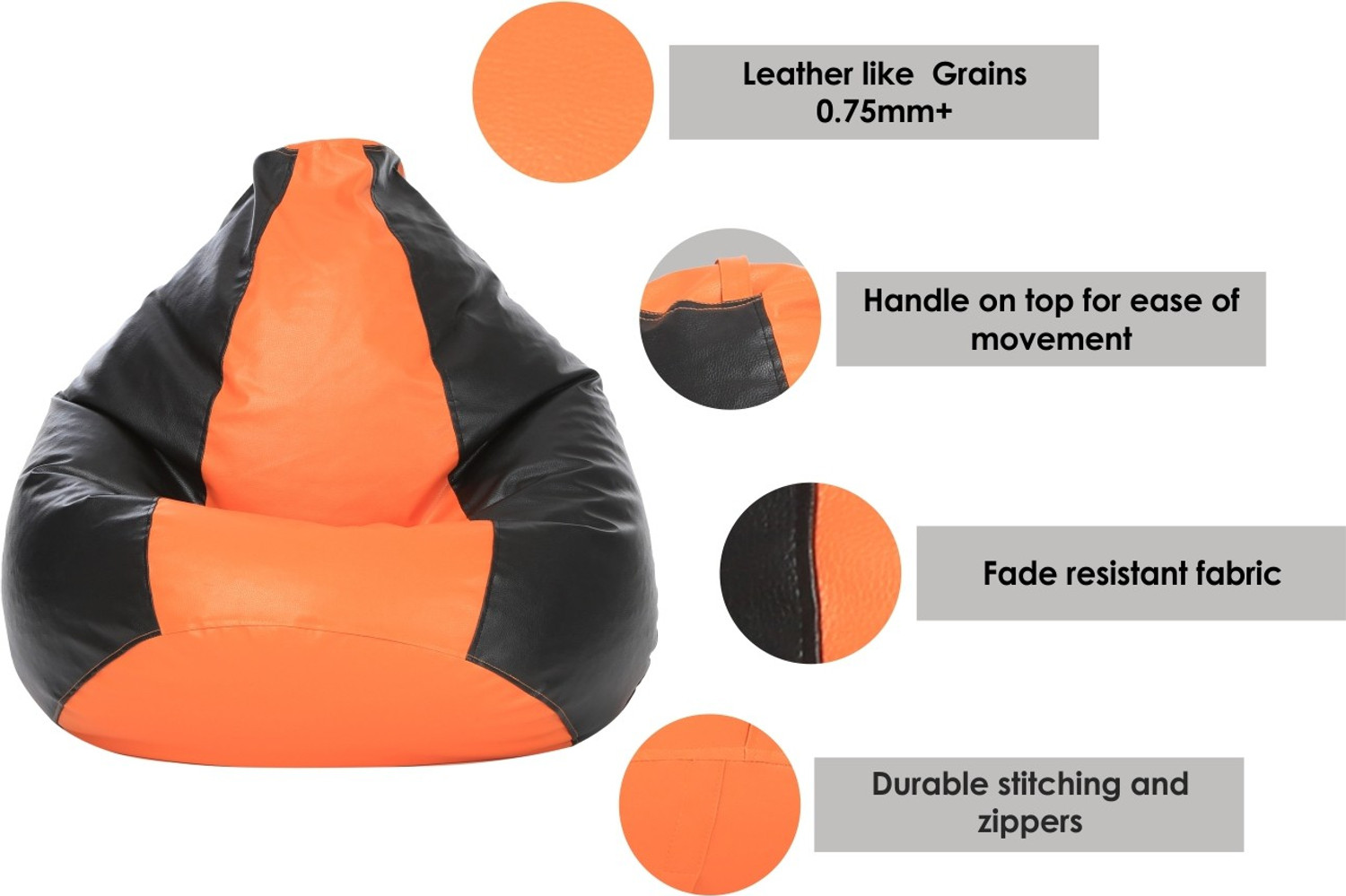 Image of Flipkart Perfect Homes Studio XL Tear Drop Bean Bag Cover (Without Beans)
