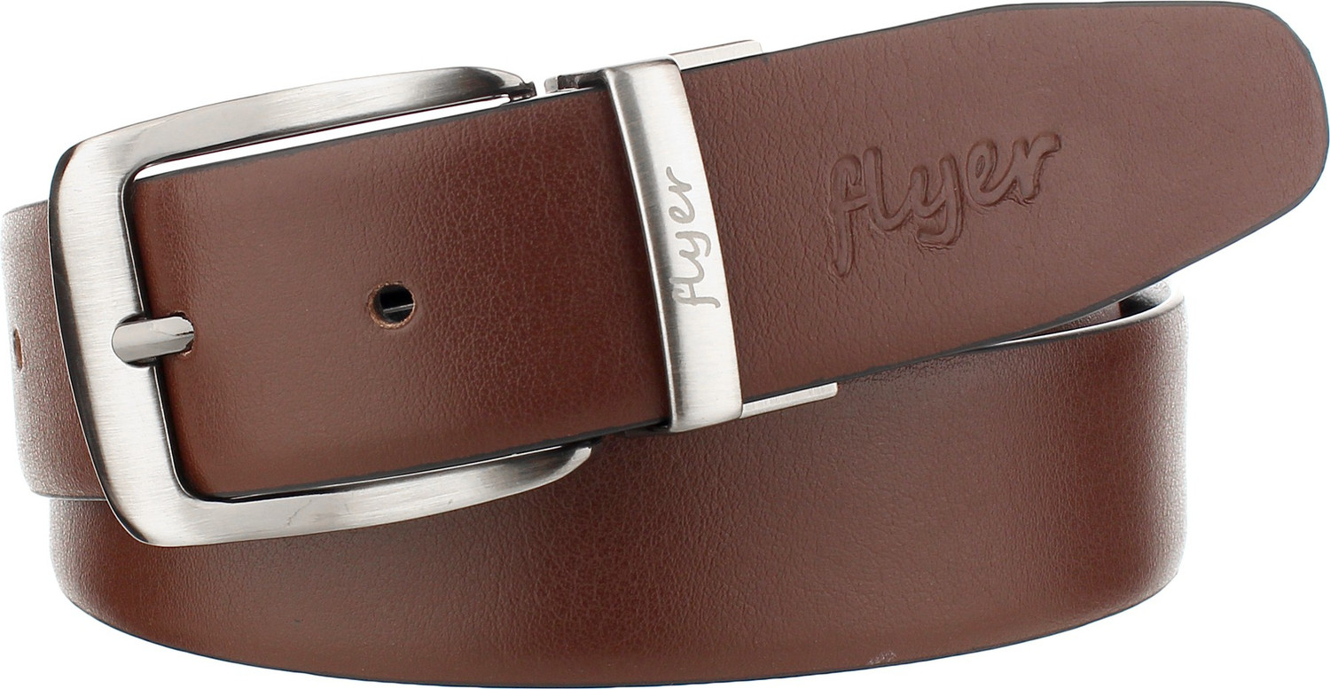 Image of FLYER Men Formal Black, Brown Genuine Leather Reversible Belt