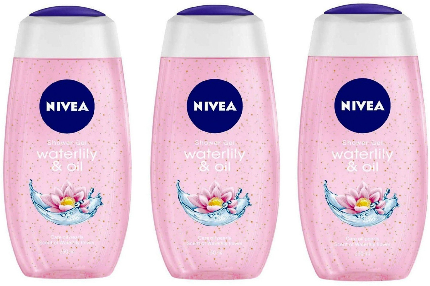 Image of NIVEA WATERLILY & OIL (250 ML) (PACK OF 3) CARE SHOWER GEL