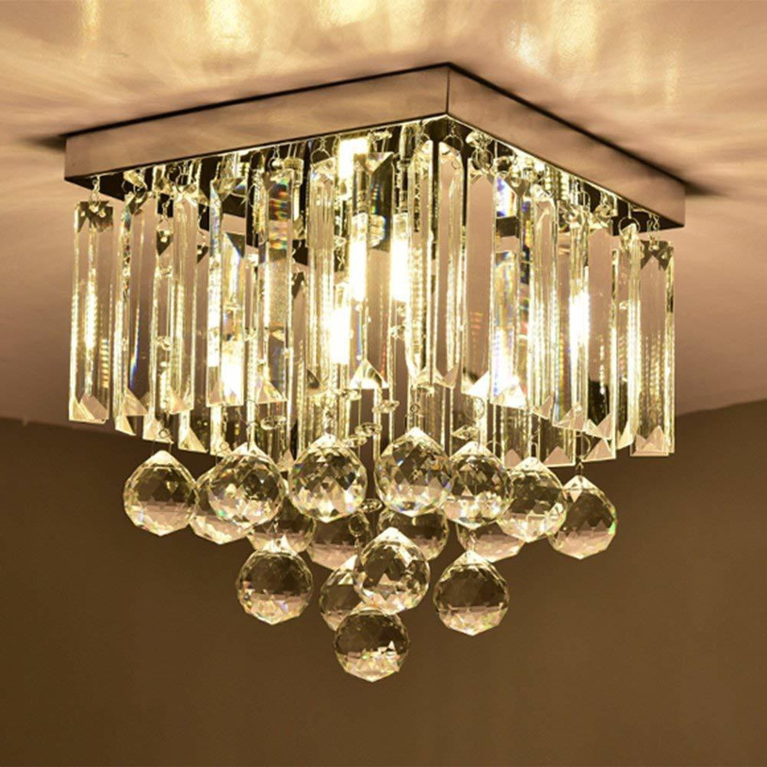 Image of LightWave Modern Crystal Ceiling light 23cm Glass Chandelier for Hall, Hotel, Resort Chandelier Ceiling Lamp