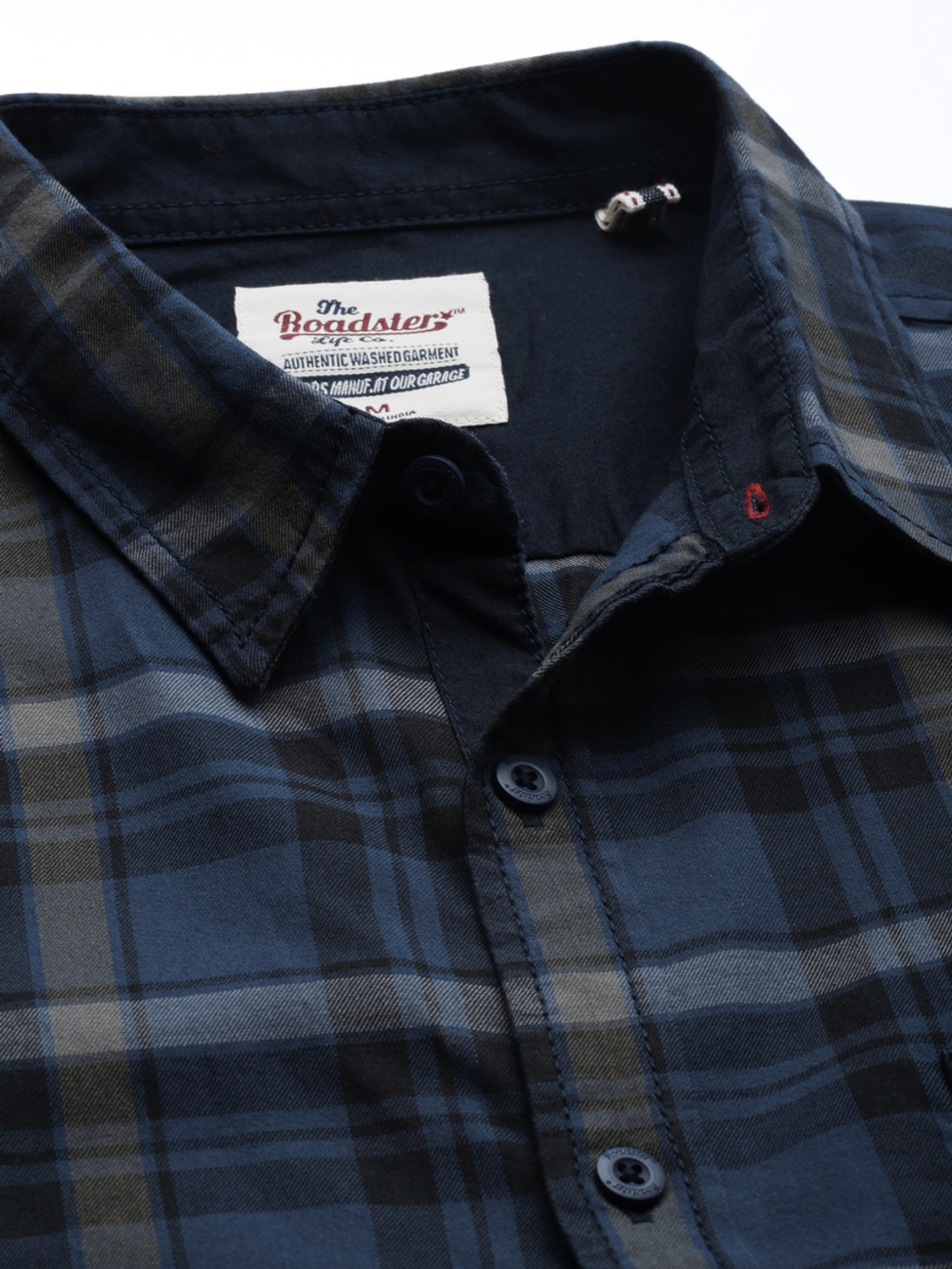 Image of Roadster Men Checkered Casual Blue Shirt