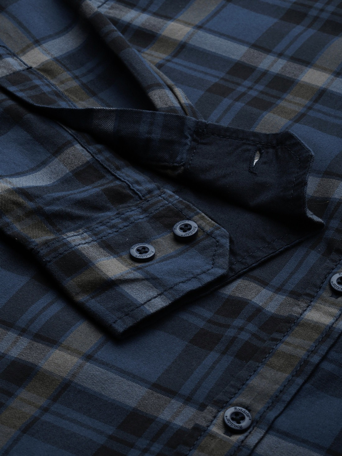 Image of Roadster Men Checkered Casual Blue Shirt