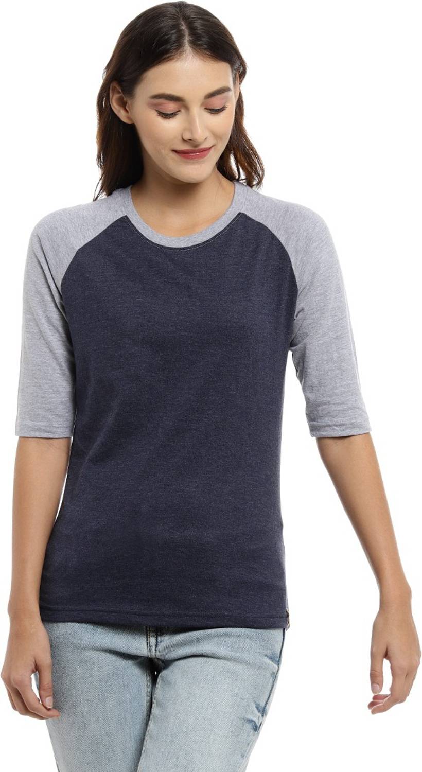 PINACOLADA Solid Women Round Neck Grey T-Shirt
