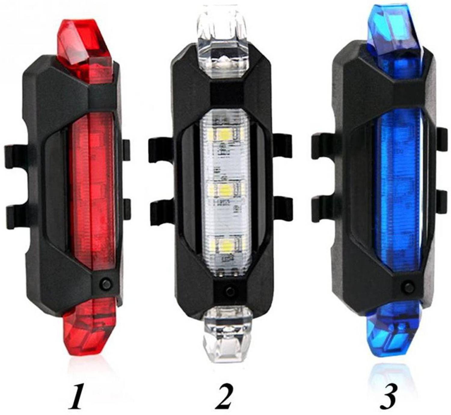 AlexVyan Combo 3 Pcs Bicycle Rear Break Led Light 5 LED USB Rechargeable LED Rear Break Light