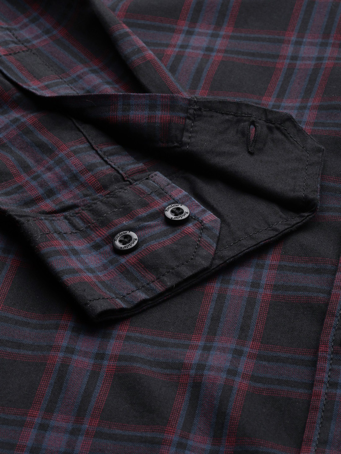 Image of Roadster Men Checkered Casual Black Shirt