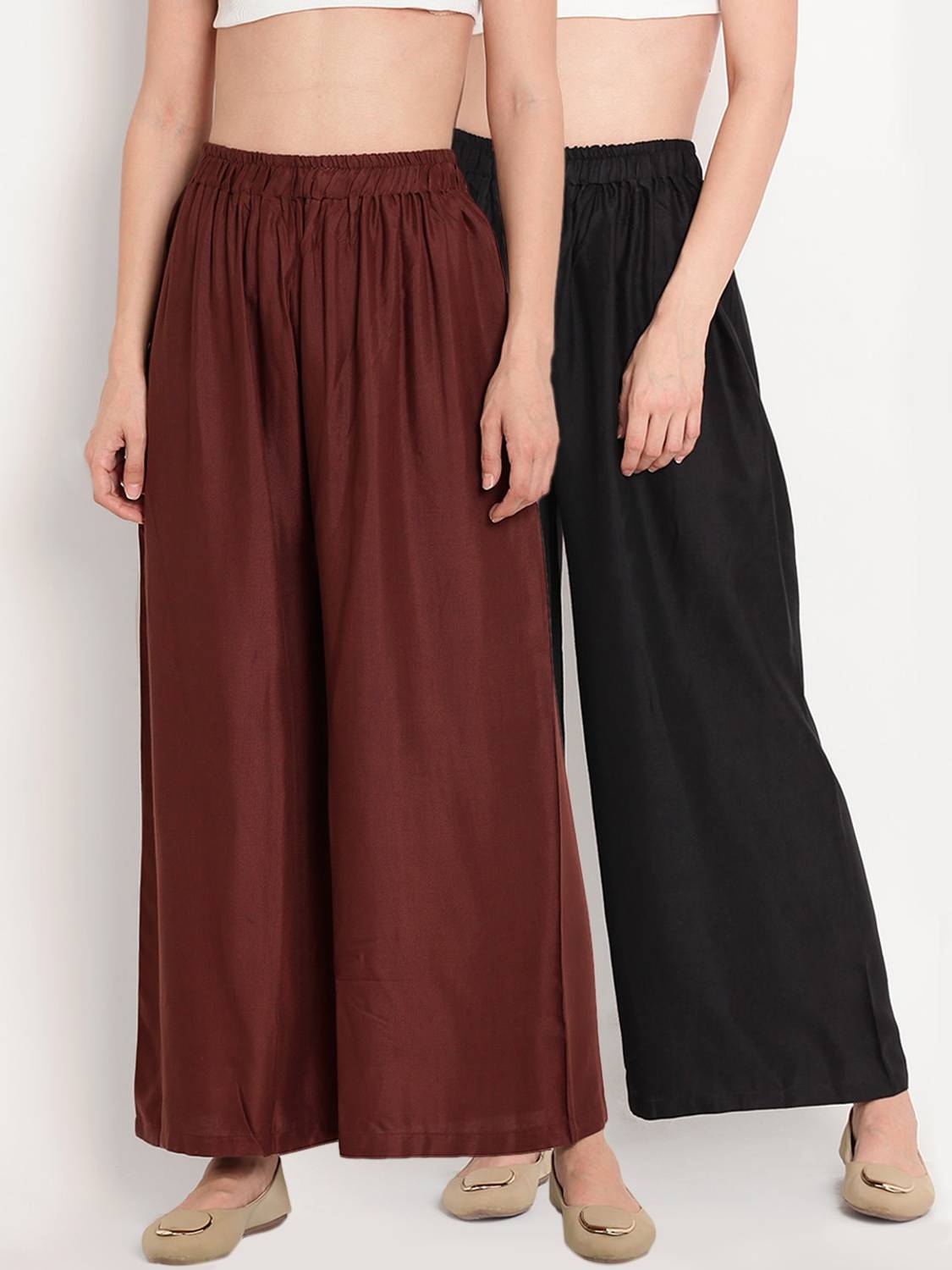 TAG-7 Flared Women Brown, Black Trousers
