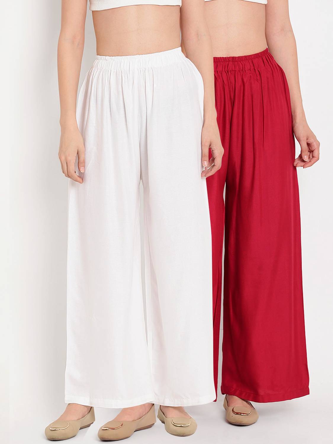 TAG-7 Flared Women White, Maroon Trousers