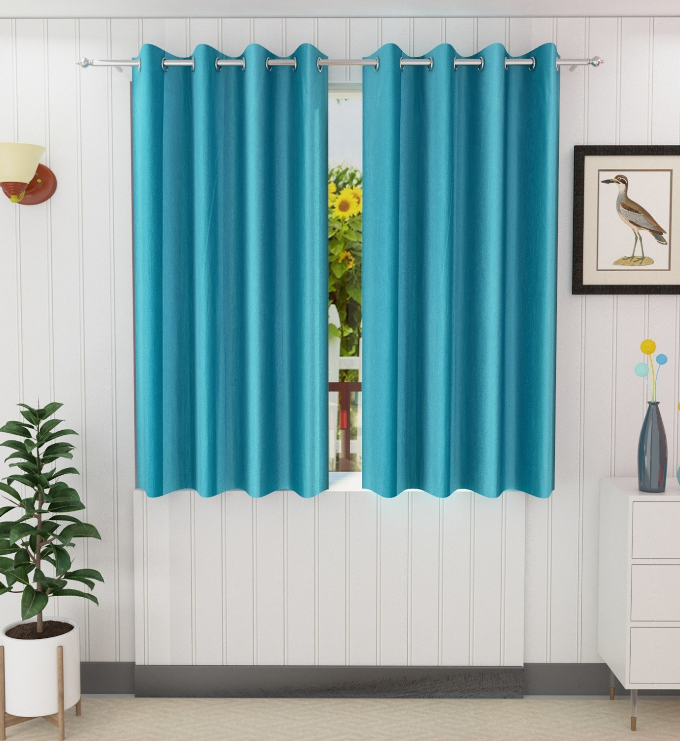 Image of Panipat Textile Hub 152.4 cm (5 ft) Window Polyester Curtain (Pack Of 2)
