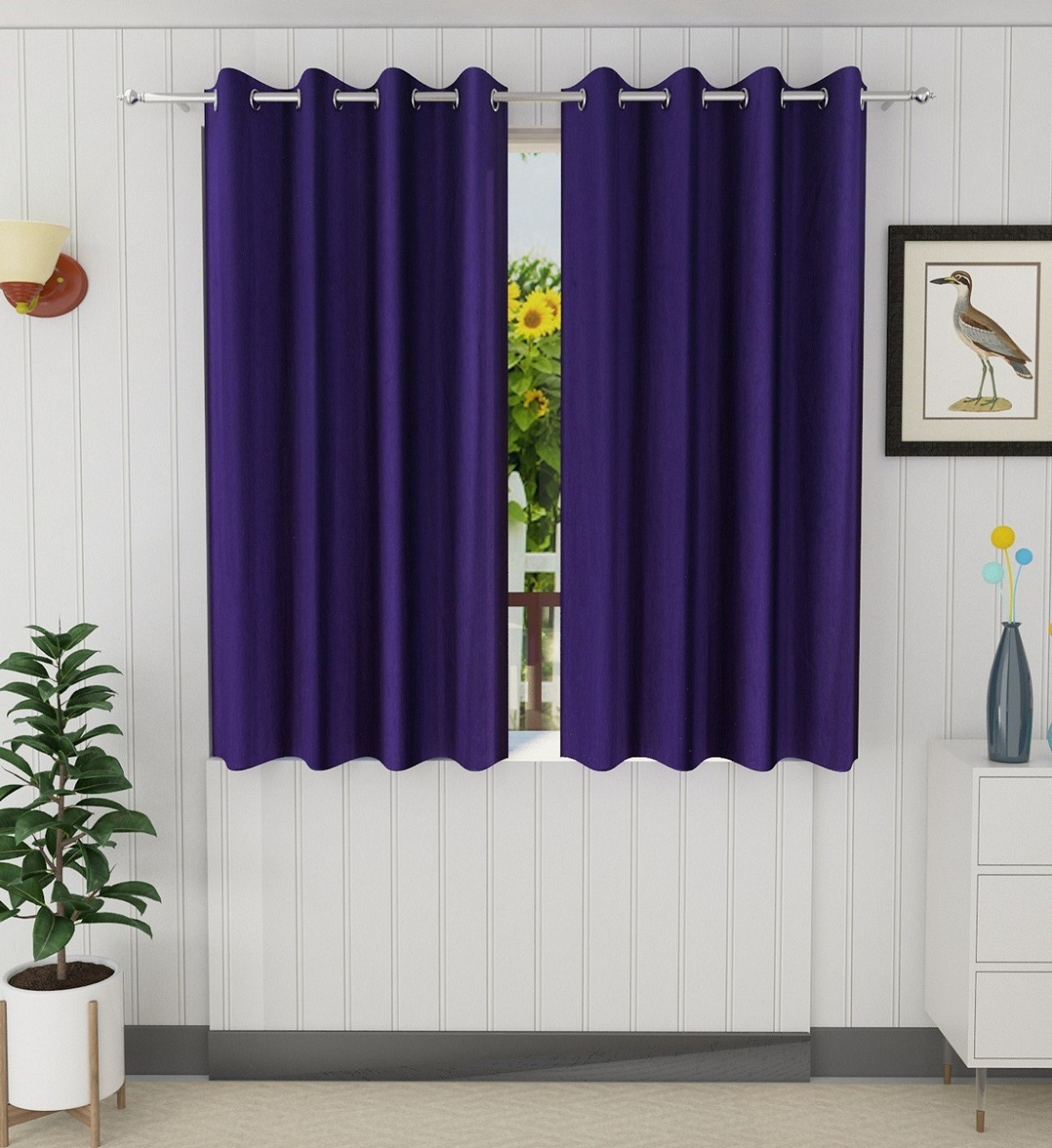 Image of Panipat Textile Hub 152.4 cm (5 ft) Window Polyester Curtain (Pack Of 2)