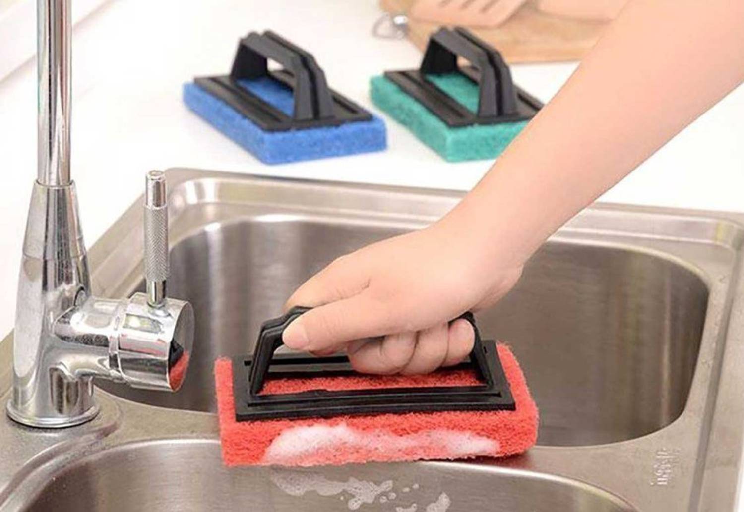 Bienvenue PACK OF 3 Tile Cleaning Multipurpose Brush Scrub Pad