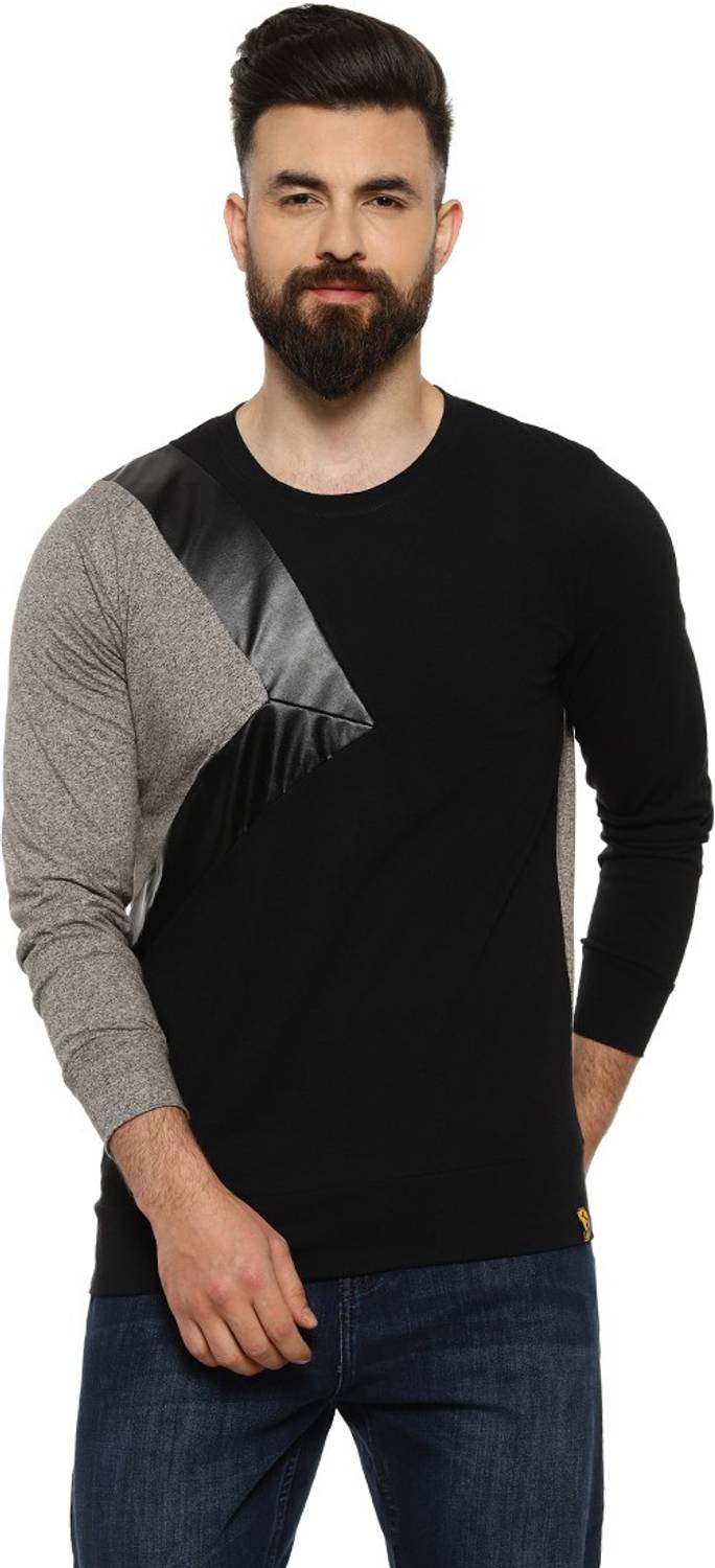 CAHOOT Checkered Men Round Neck Black T-Shirt