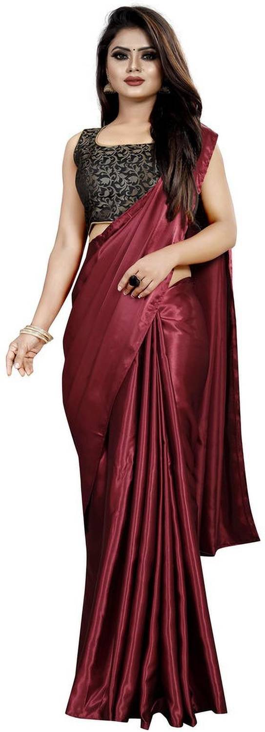 Amiga fashion Solid/Plain Bollywood Silk Blend Saree