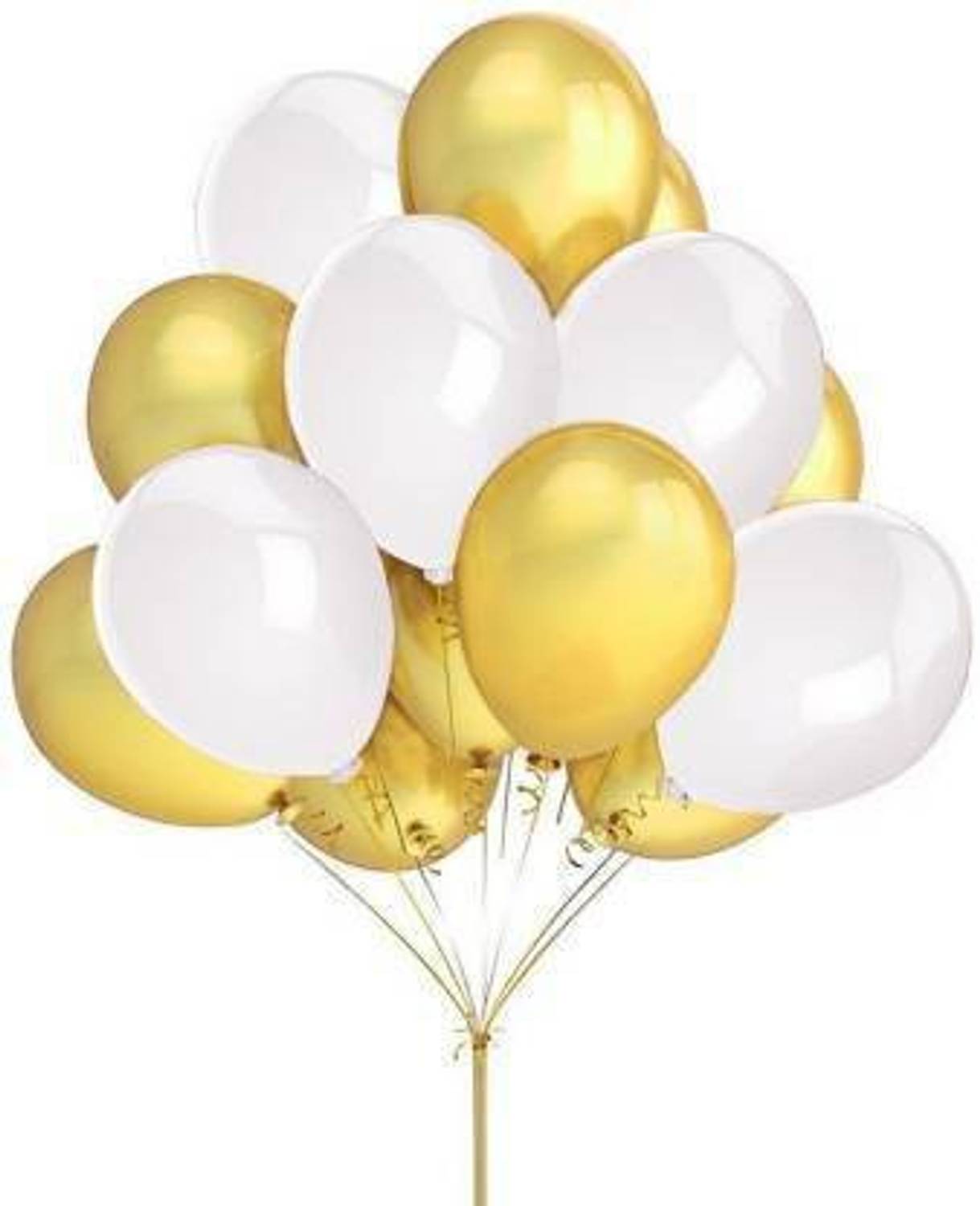 ADORNIO Solid Metallic GOLDEN AND WHITE Balloons(25 pcs golden,25 pcs white) Pack of 50 Balloon