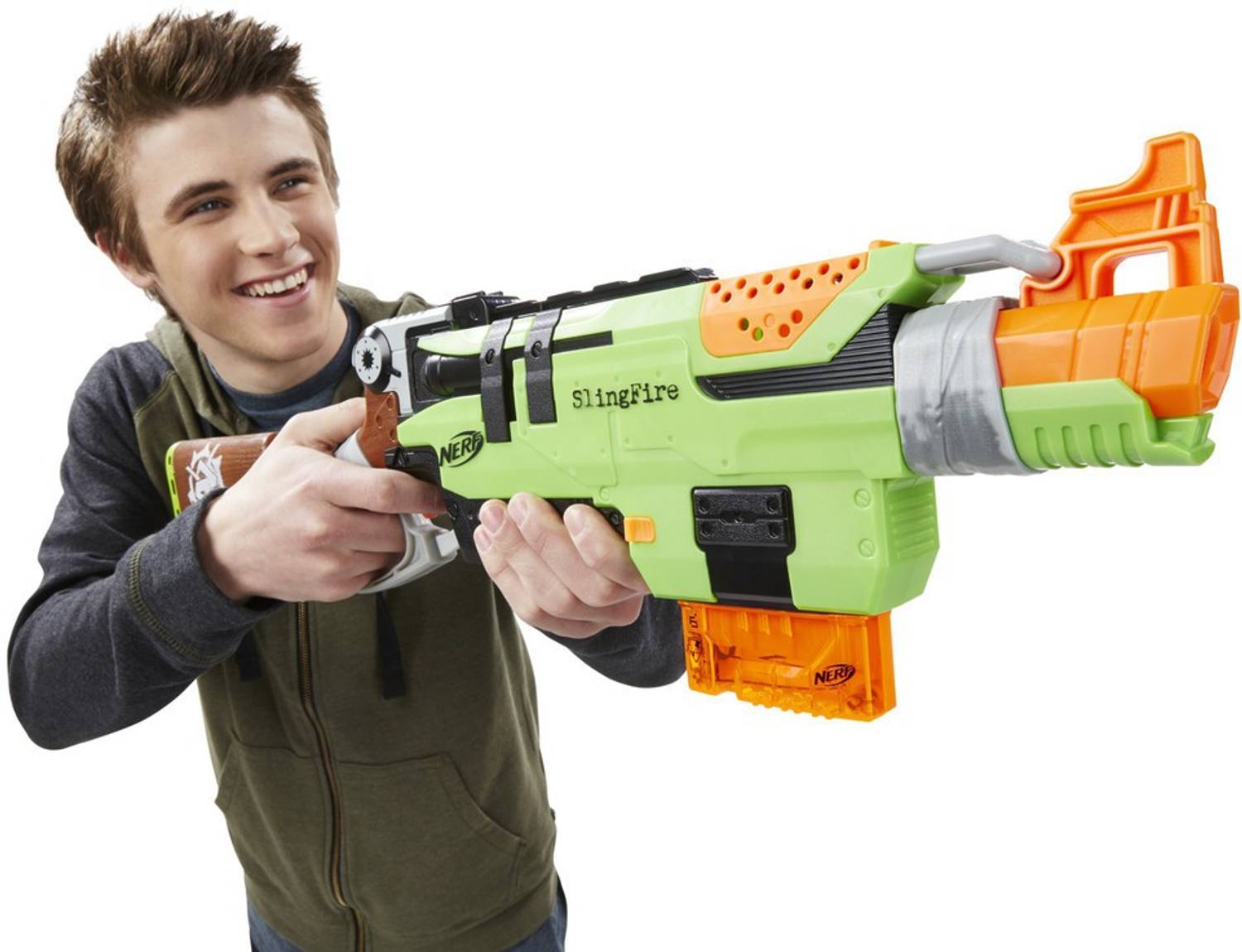 Nerf Zombie Strike SlingFire Blaster,Lever Action Blasting Guns