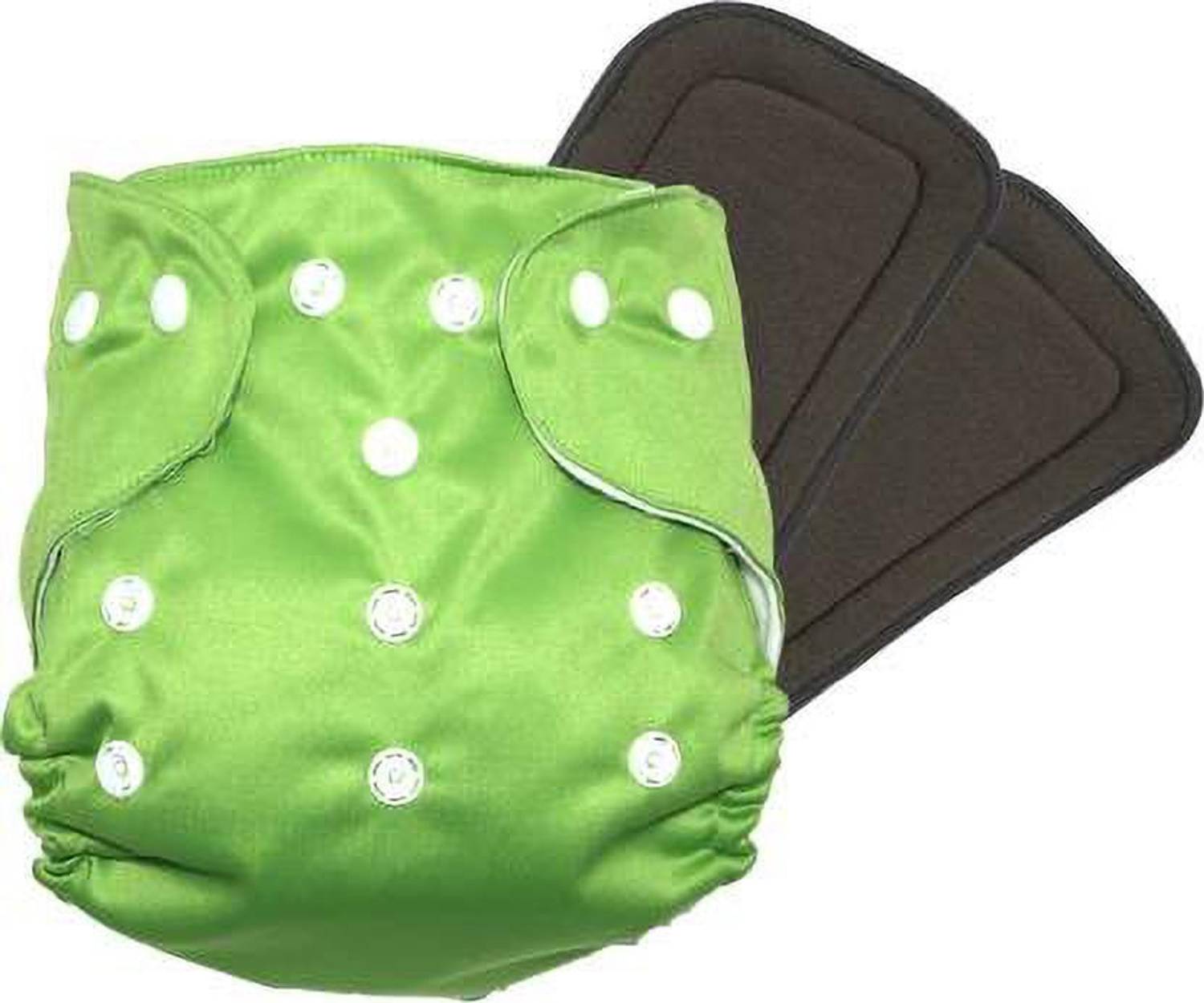 CHARMING STARS Reusable adjustable baby button Cloth Diaper + 2 Bamboo Charcoal Inserts - green Color
