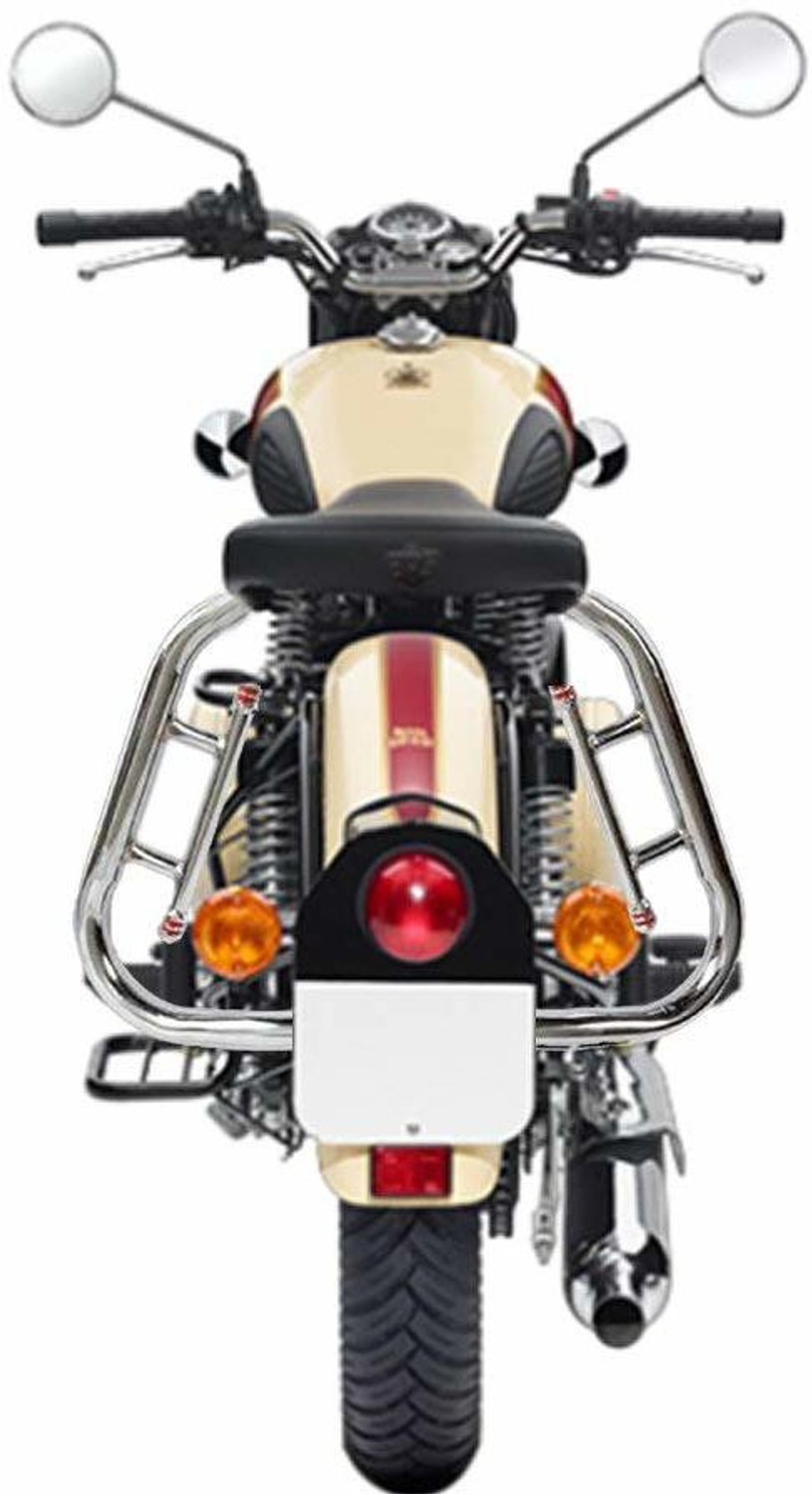 Image of JBRIDERZ Bike Bullet Heavy Safety Leg Guard 2 Rod Bar Rear /Back Side Strong Stylist Leg Guard Chrome Bike Crash Guard
