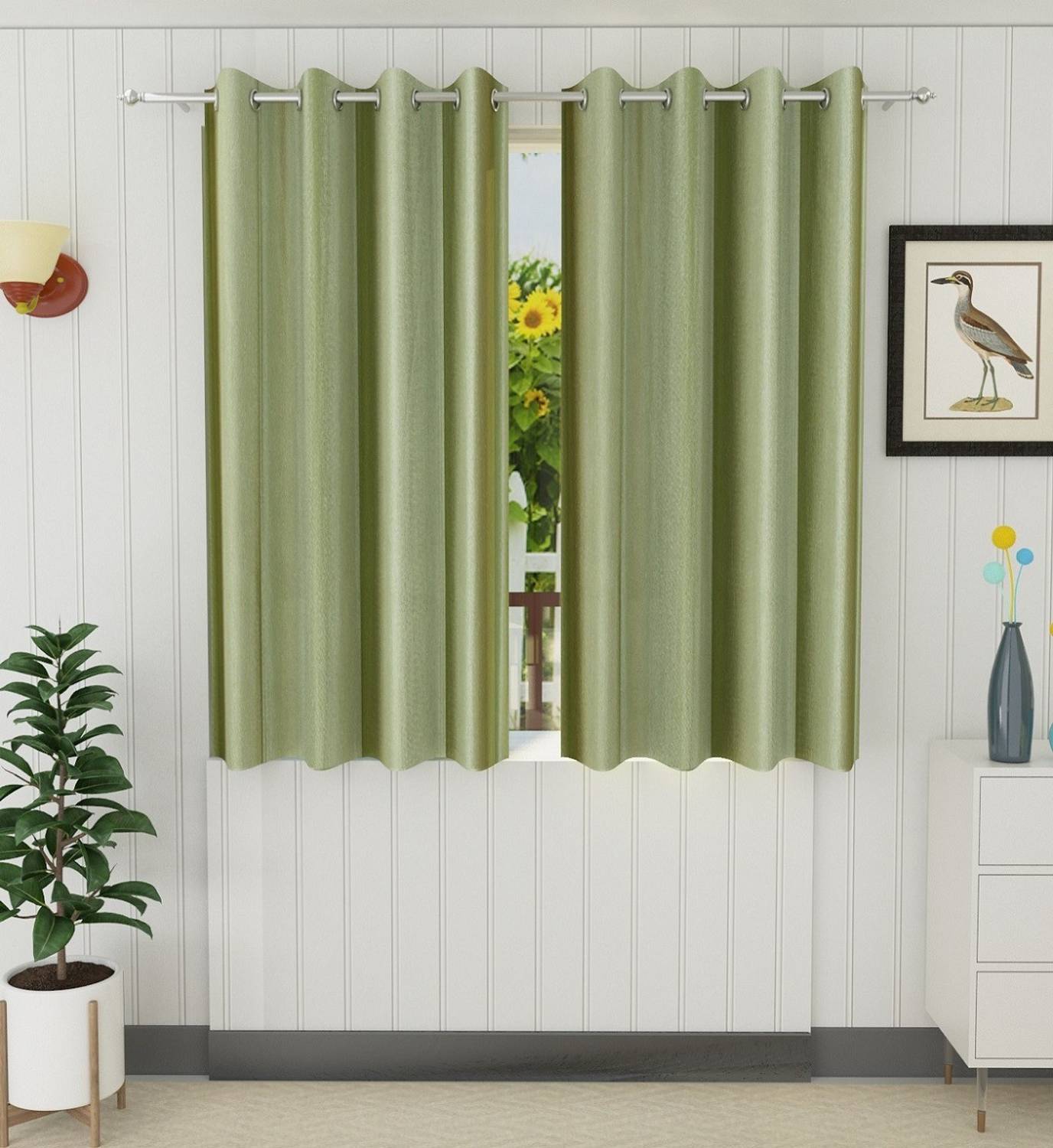 Tanishka Fabs 152 cm (5 ft) Window Polyester Semi Transparent Curtain (Pack Of 2)