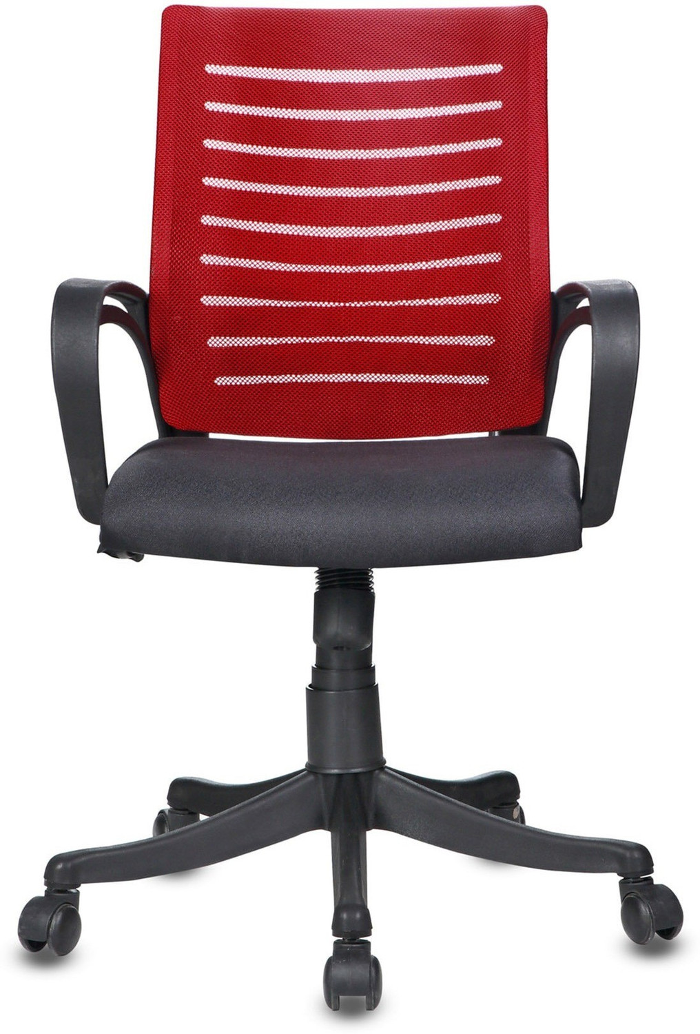Image of Finch Fox Low Back Royal Ergonomic Desk Mesh Chair in Red & Black Colour Fabric Office Executive Chair