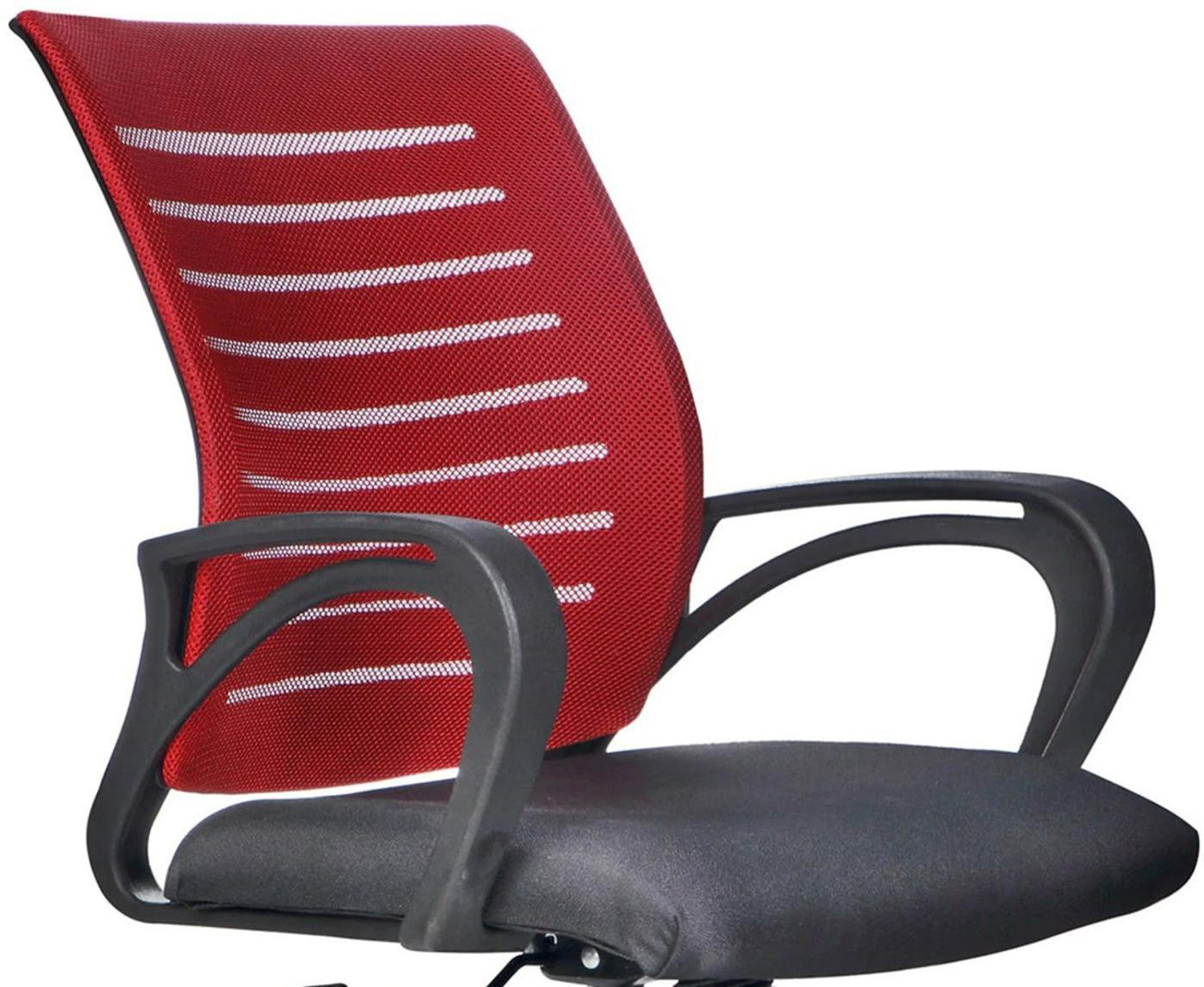 Image of Finch Fox Low Back Royal Ergonomic Desk Mesh Chair in Red & Black Colour Fabric Office Executive Chair