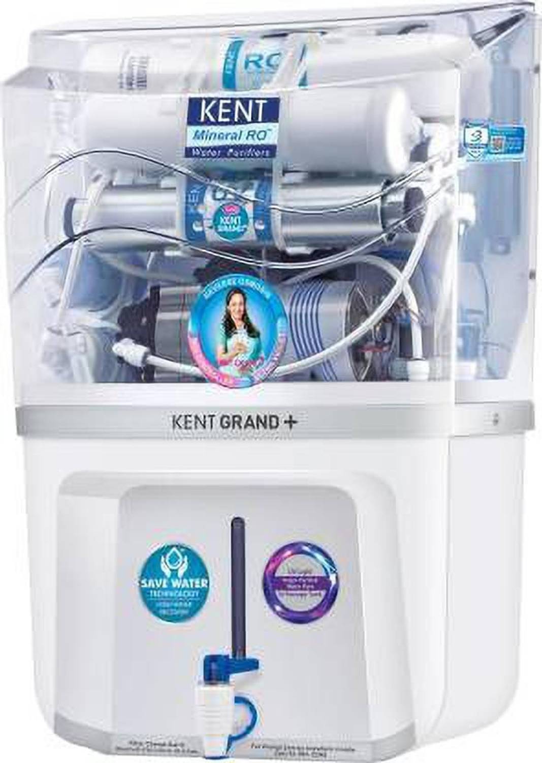 KENT GRAND + NEW MINERAL RO (11075) 9 L RO + UV + UF + TDS Contro